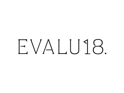 Text that reads 'EVAL 18.' with a minimalist white background.
