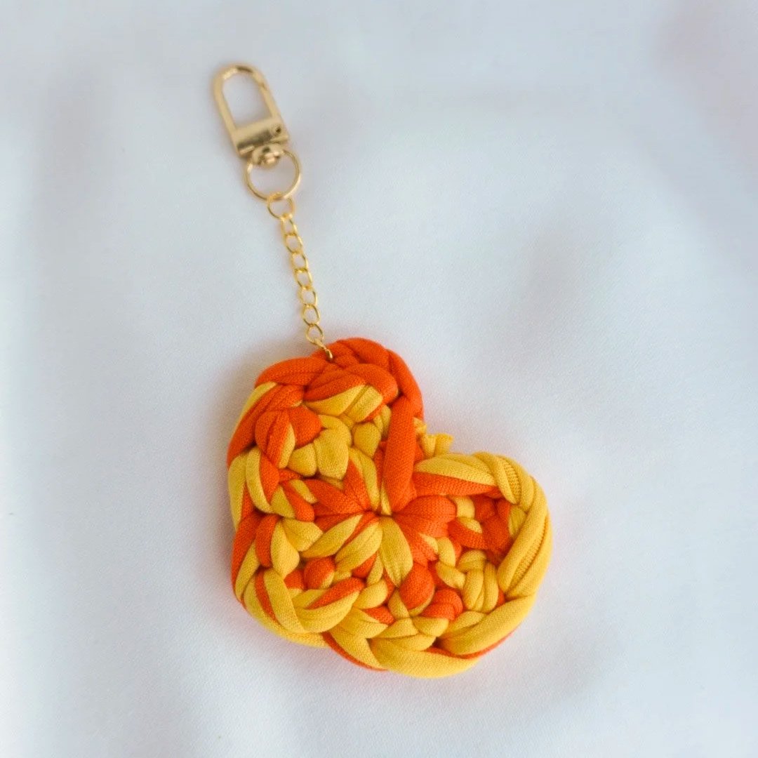 Sunset Twist - Crochet Heart Keychain & Bag Charm