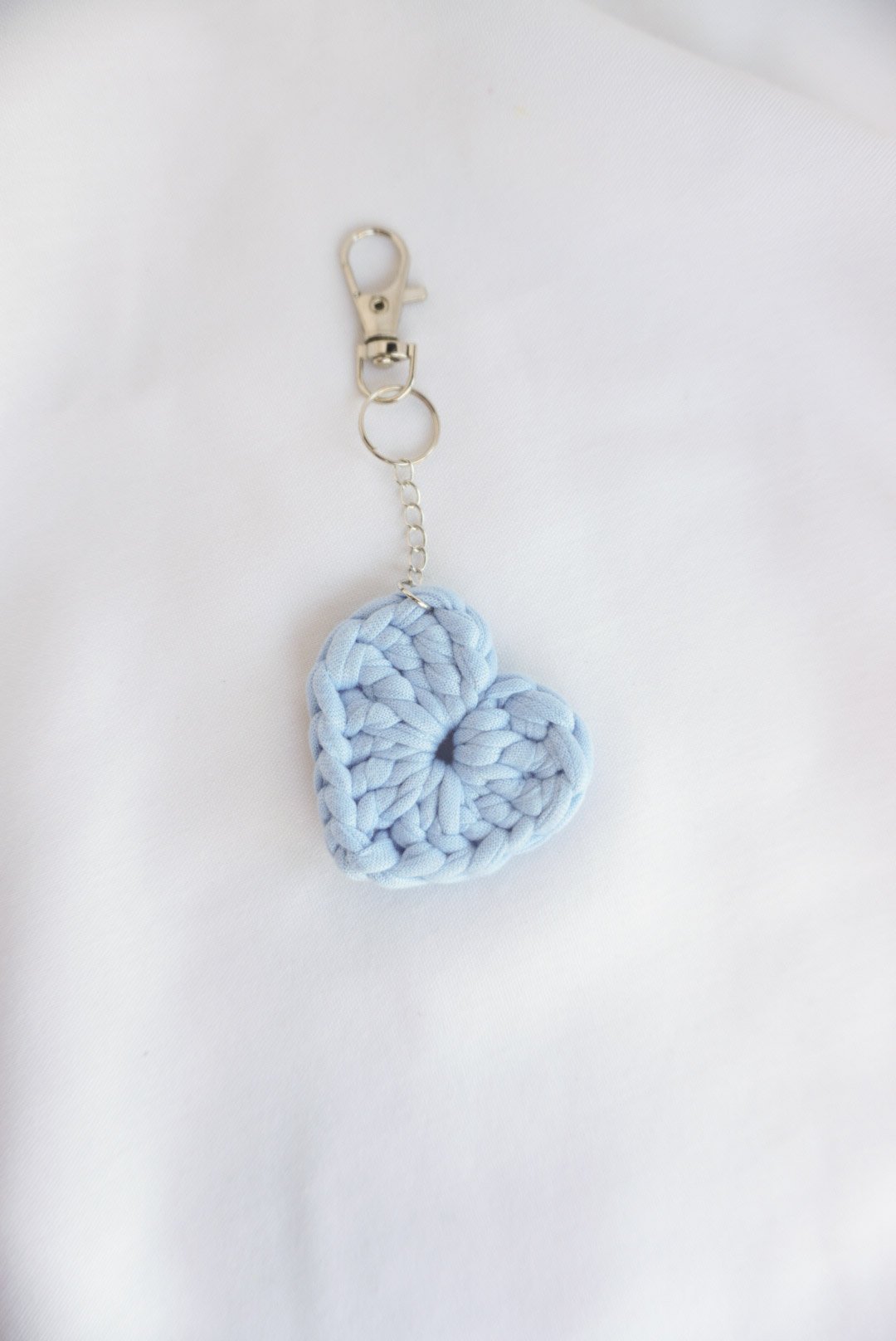 Skywash - Crochet Heart Keychain & Bag Charm