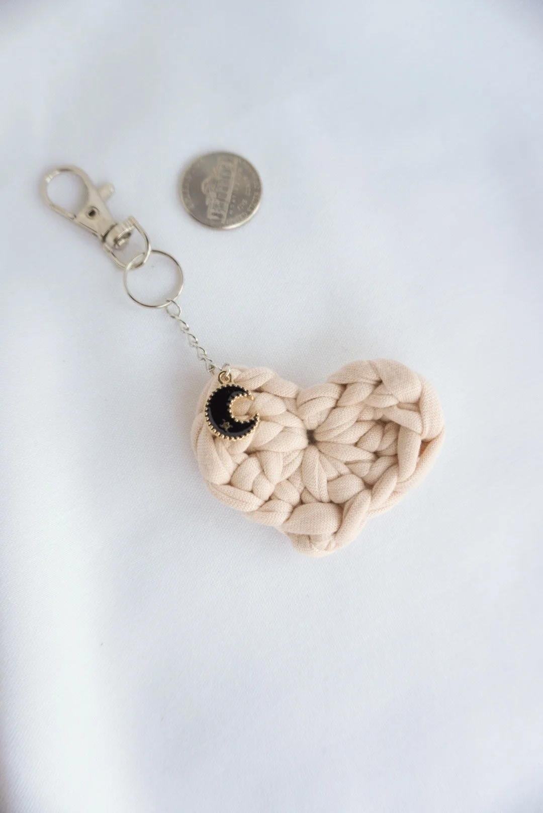 Moonstone - Crochet Heart Keychain & Bag Charm