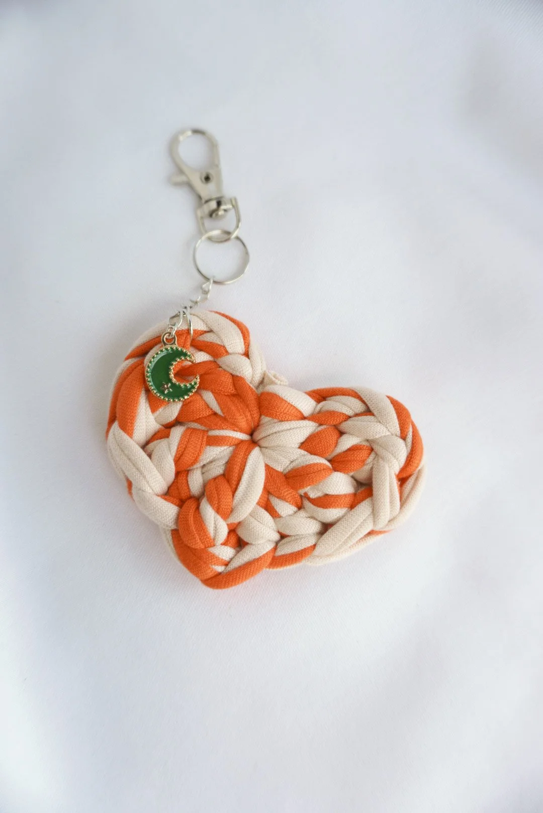 Citrus Moon - Crochet Heart Keychain & Bag Charm