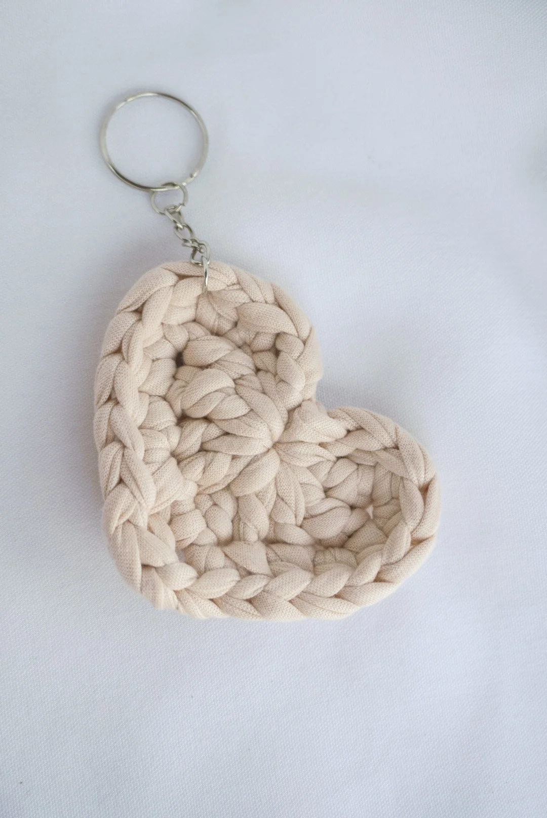Ivory Knit - Crochet Heart Keychain & Bag Charm
