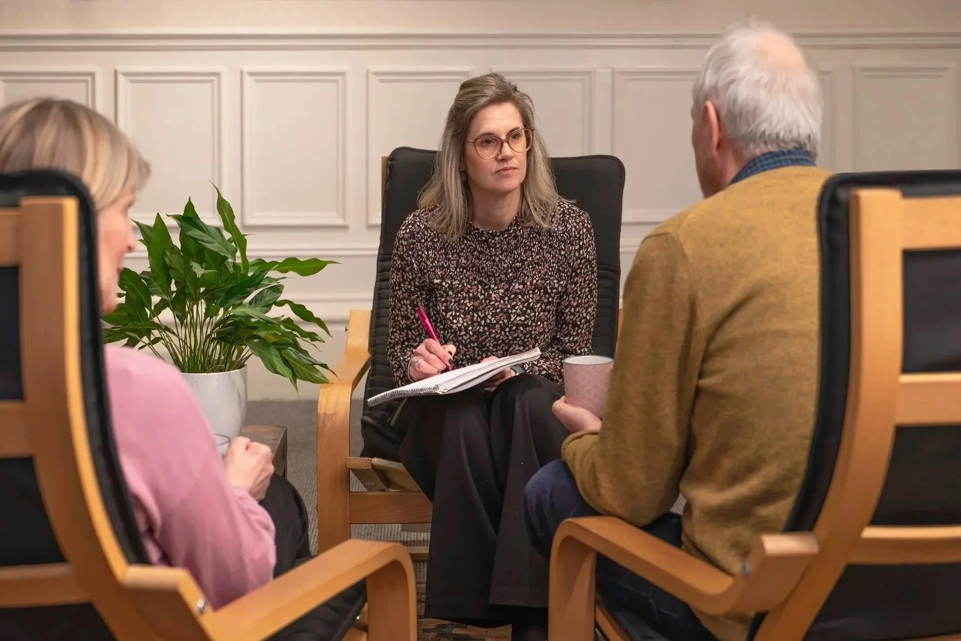 A mediation session with an elderly couple