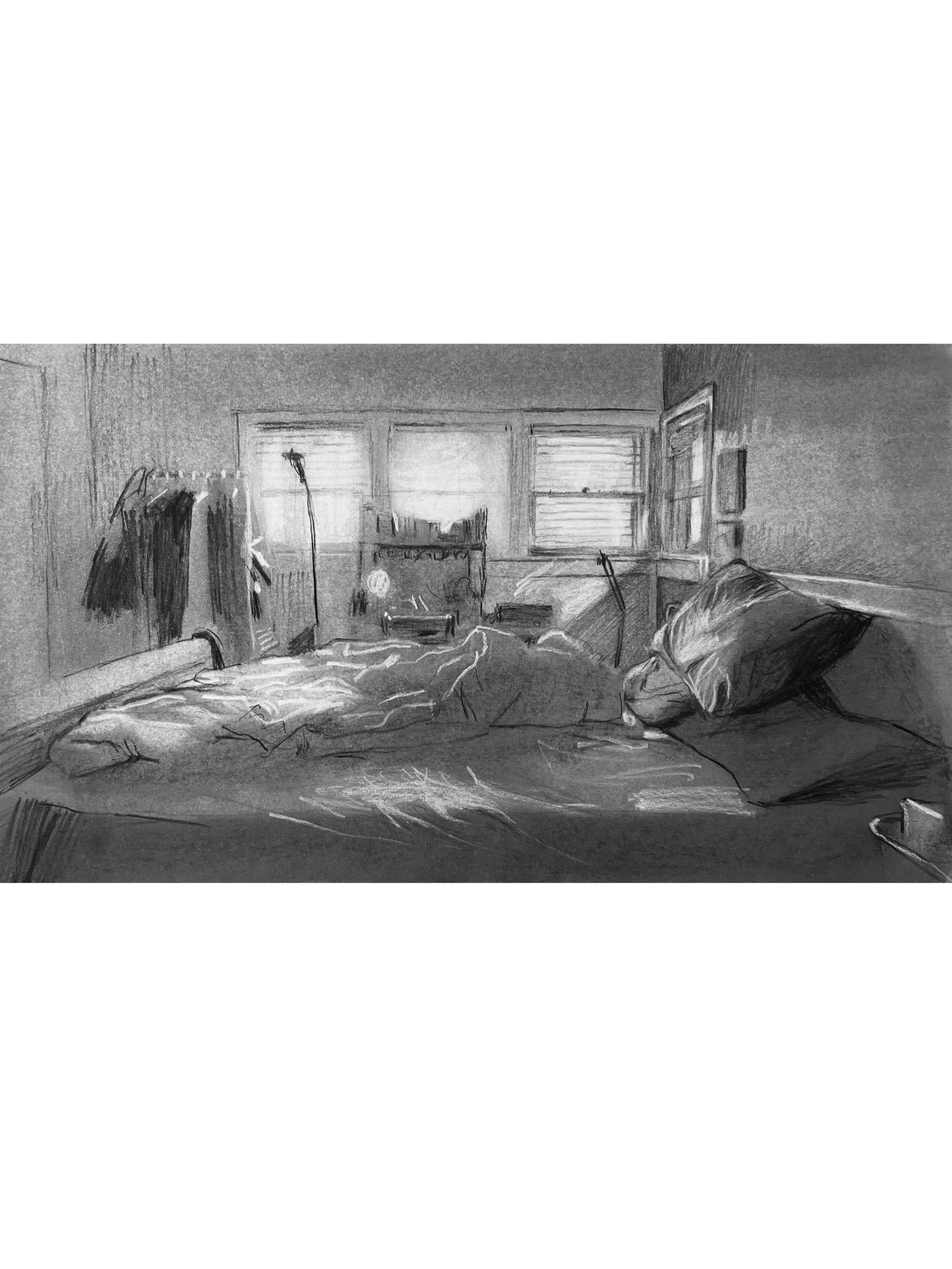 Bedroom Windows, Art Print, 6.25 x 10 in