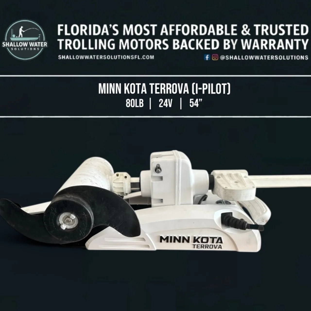 Refurbished Minn Kota Terrova - 80 lb | 24V | 54″ (SWS Warranty)