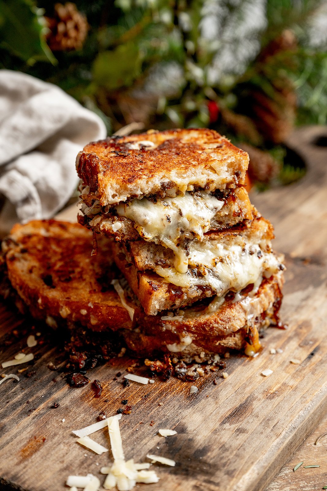 Haggis Toastie with Whisky Shallots and Scottish Cheeses