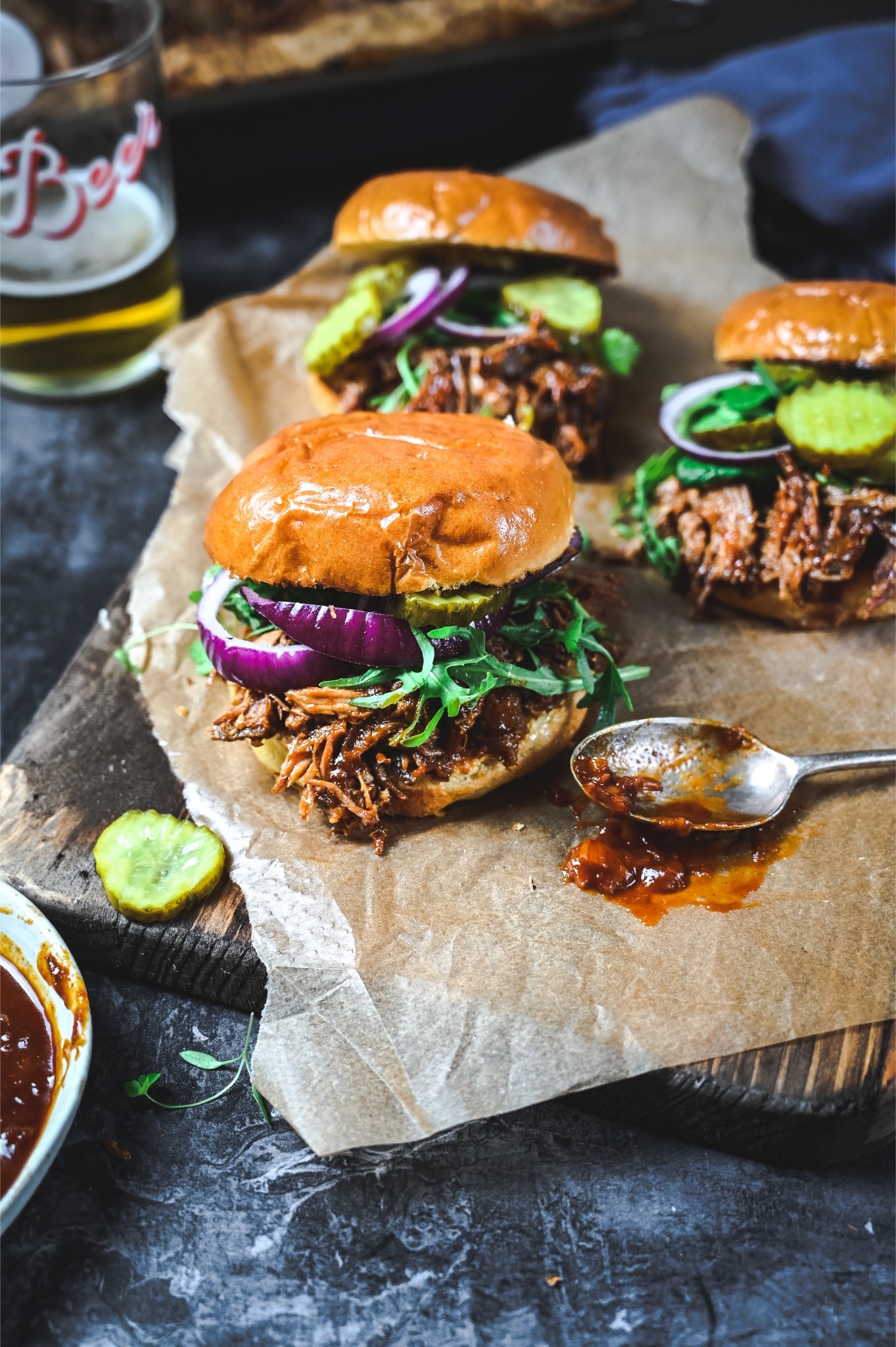 Pulled Pork Buns with Fermented Rhubarb Barbecue Sauce