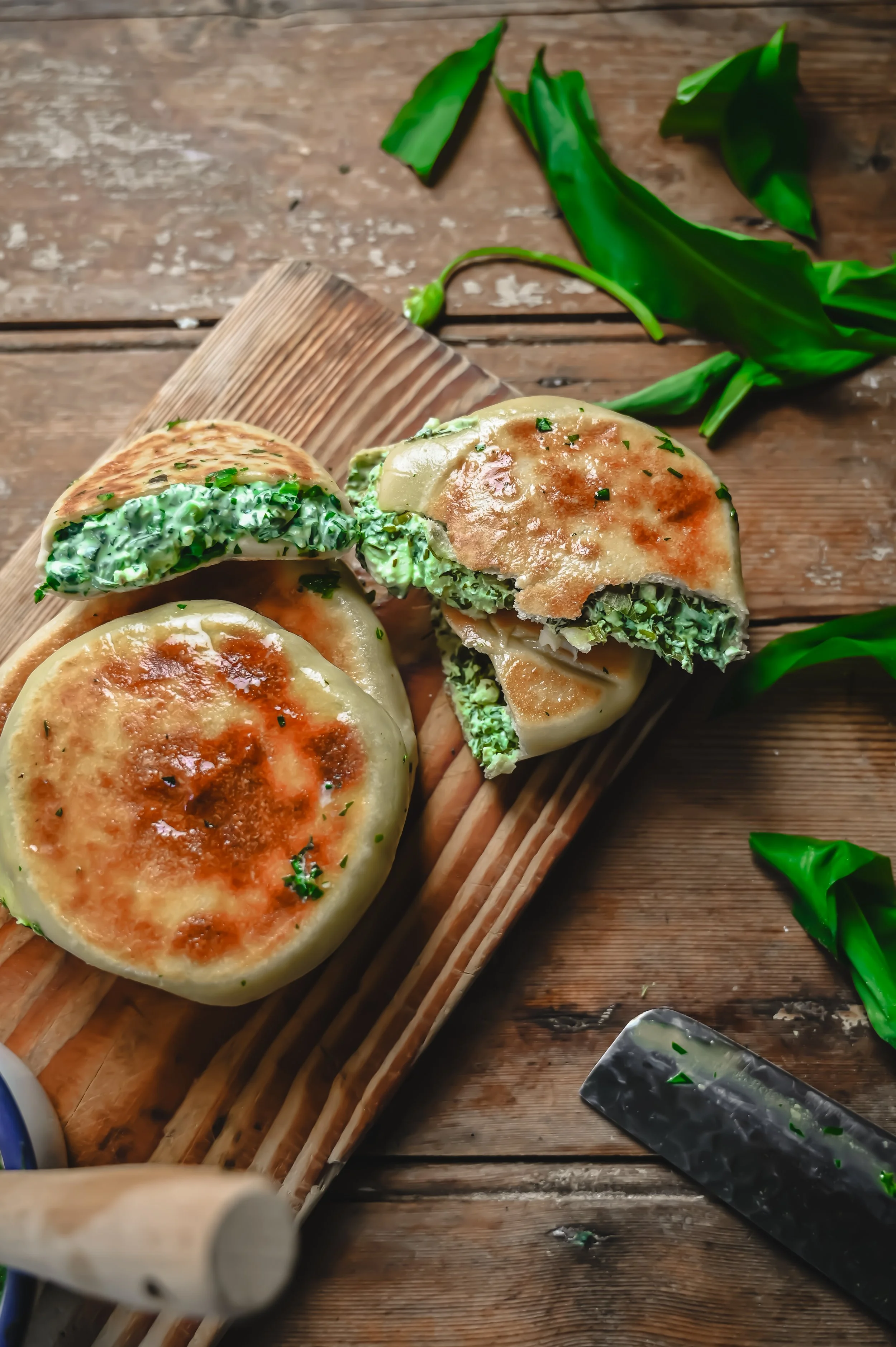Wild Garlic and Feta Flatbreads