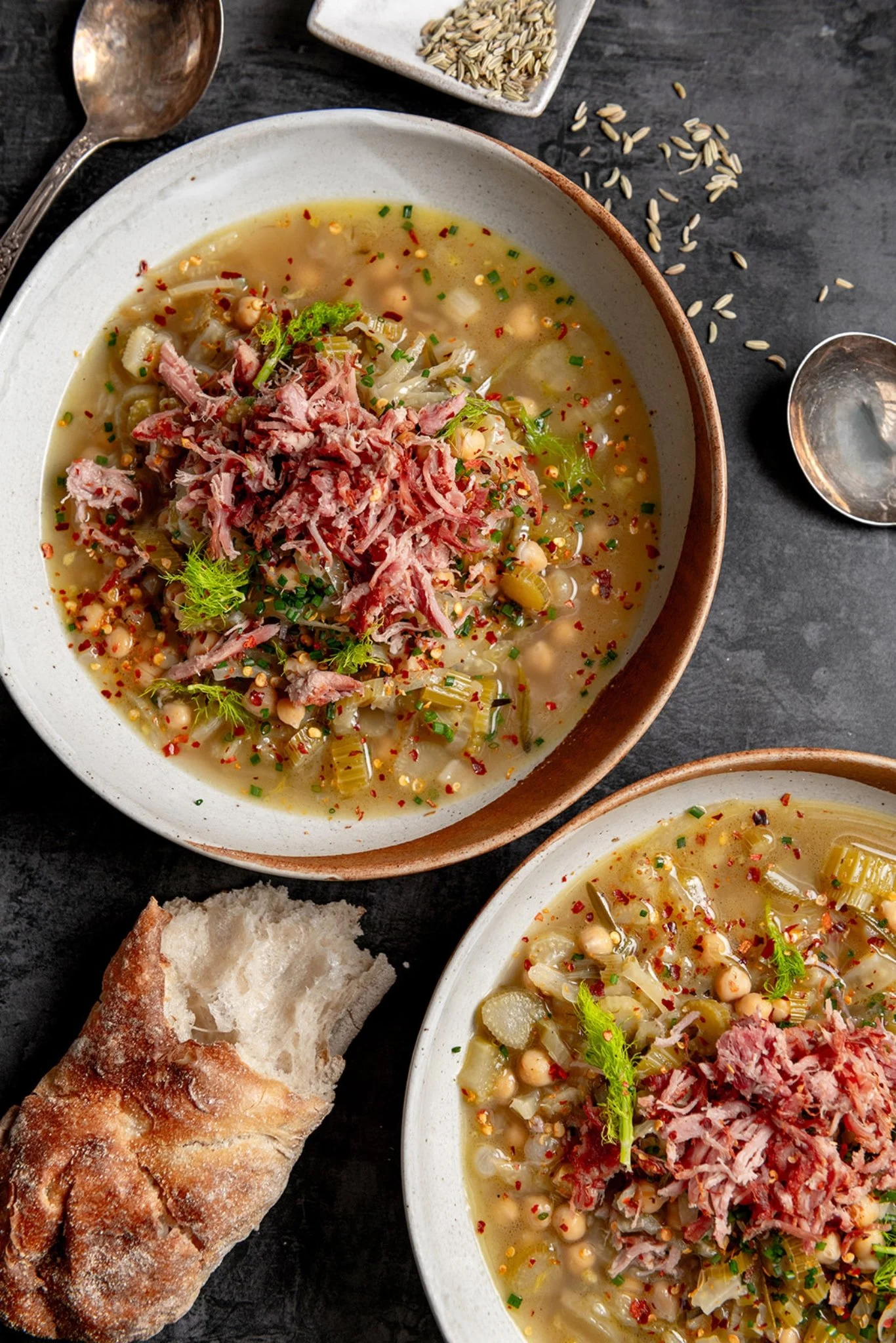 Fennel and Chickpea Stew with Crispy Ham Hock