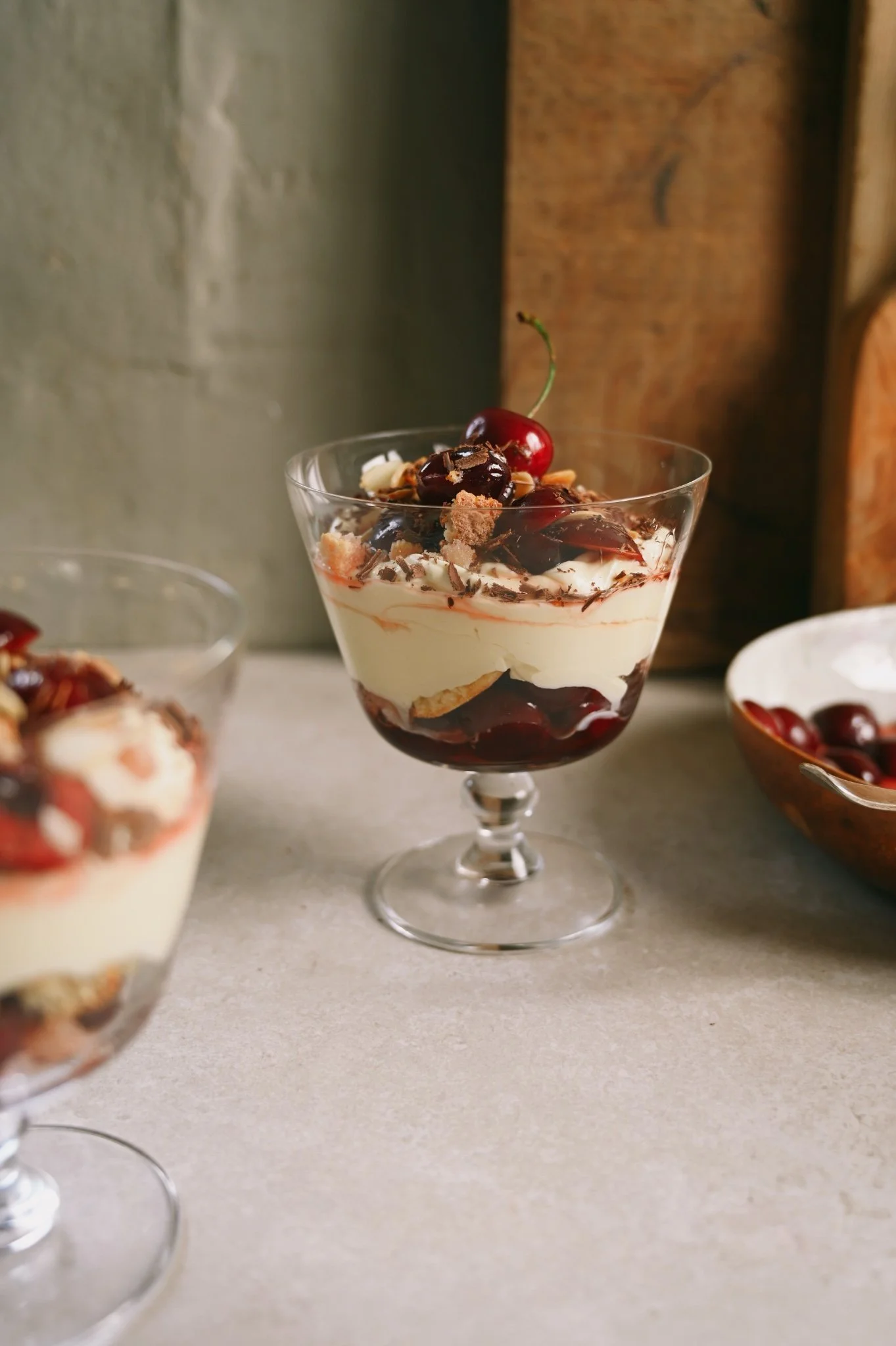 Cherry and Amaretti Cups with Kirsch Cream