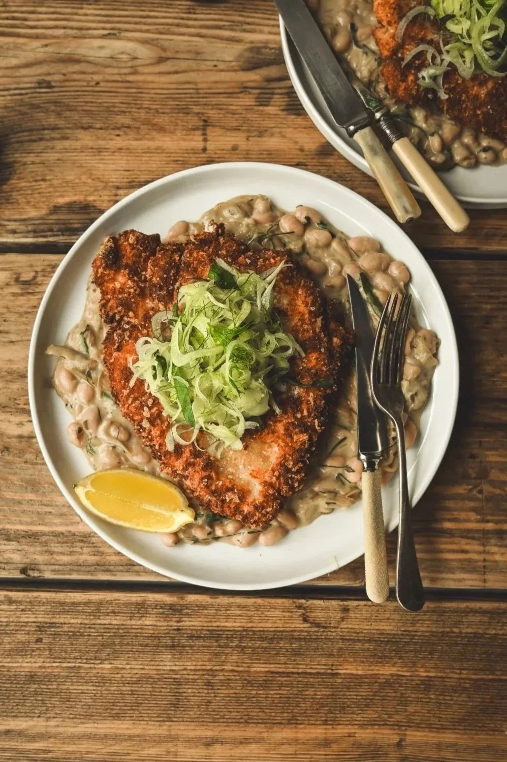 Parmesan Chicken Schnitzel with Fennel &amp; Tarragon Beans