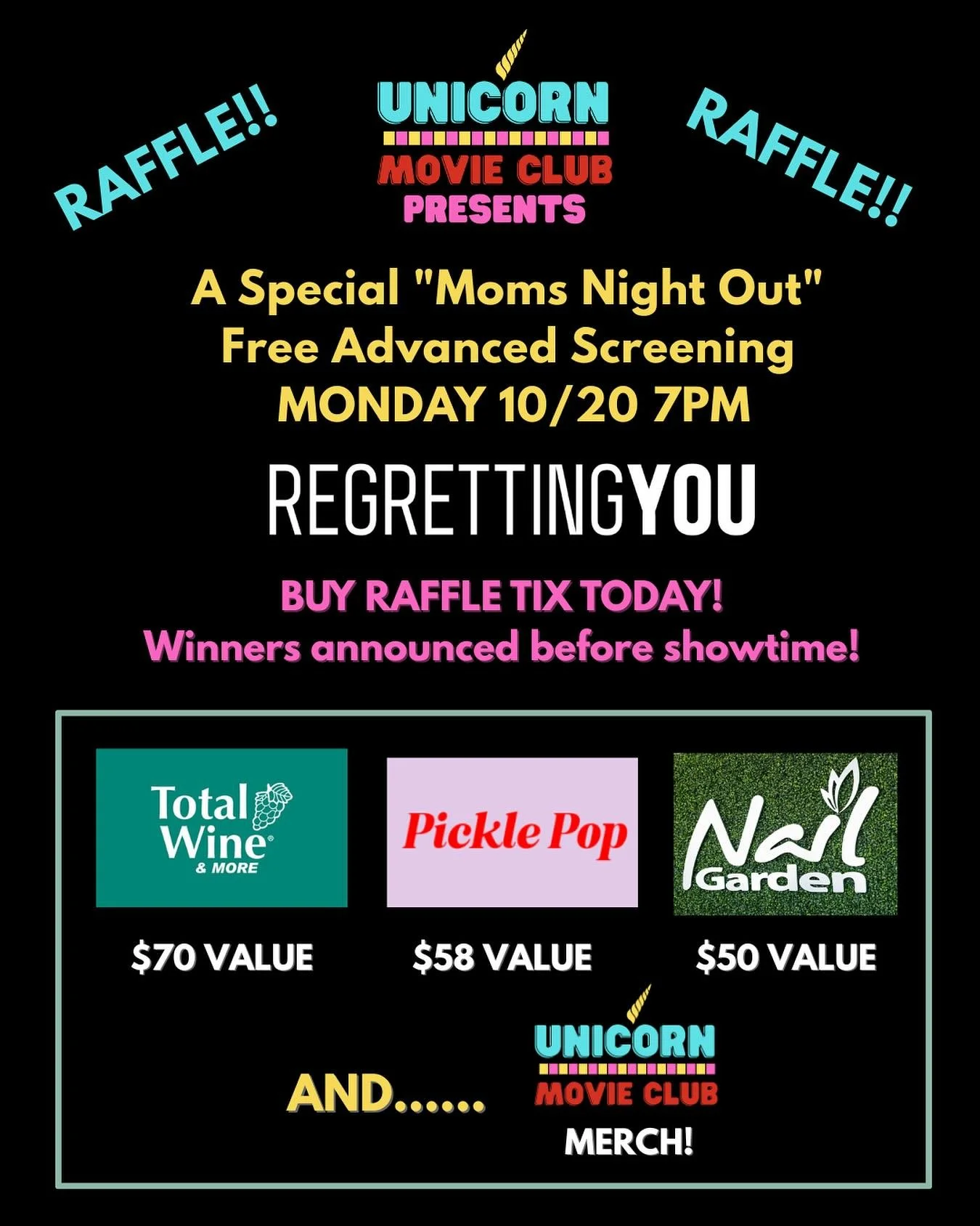 💃 Raffle Alert for Unicorn Movie Club&rsquo;s FREE Adults-Only Screening of Paramount Pictures&rsquo; REGRETTING YOU next Monday 10/20! 💖🎬✨

🎟 Raffle tickets on sale NOW! Every ticket supports our 501(c)(3) nonprofit mission to bring joy, connect