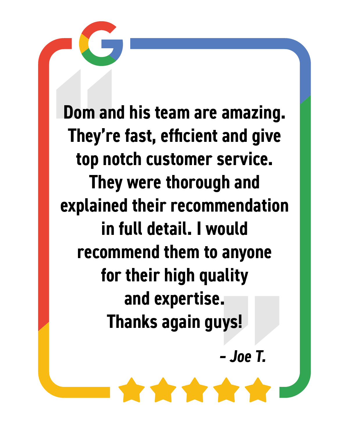 customer review highlighting the efficiency and customer service at NRS Tint South