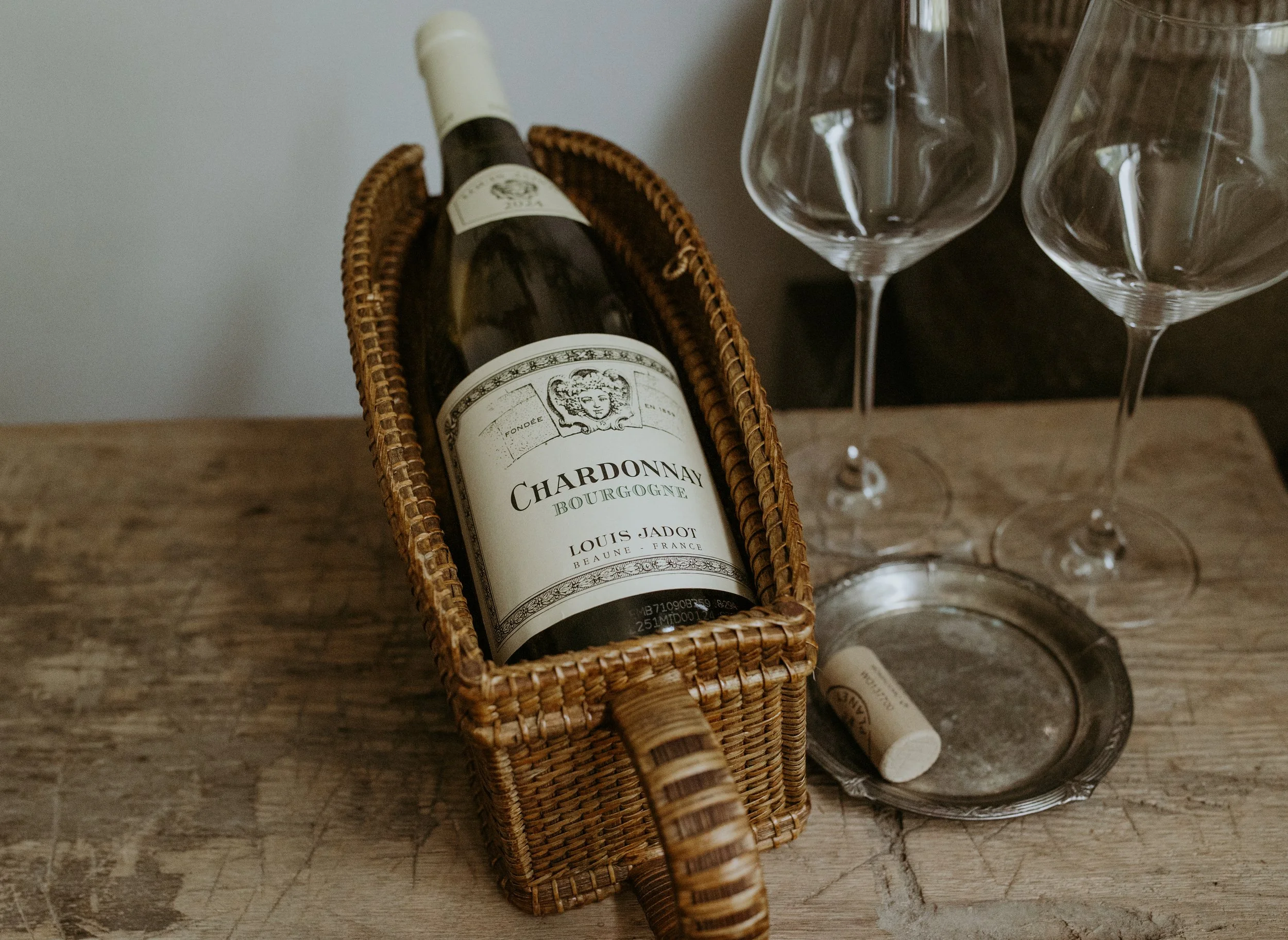 Vintage French Wicker Wine Pouring Basket