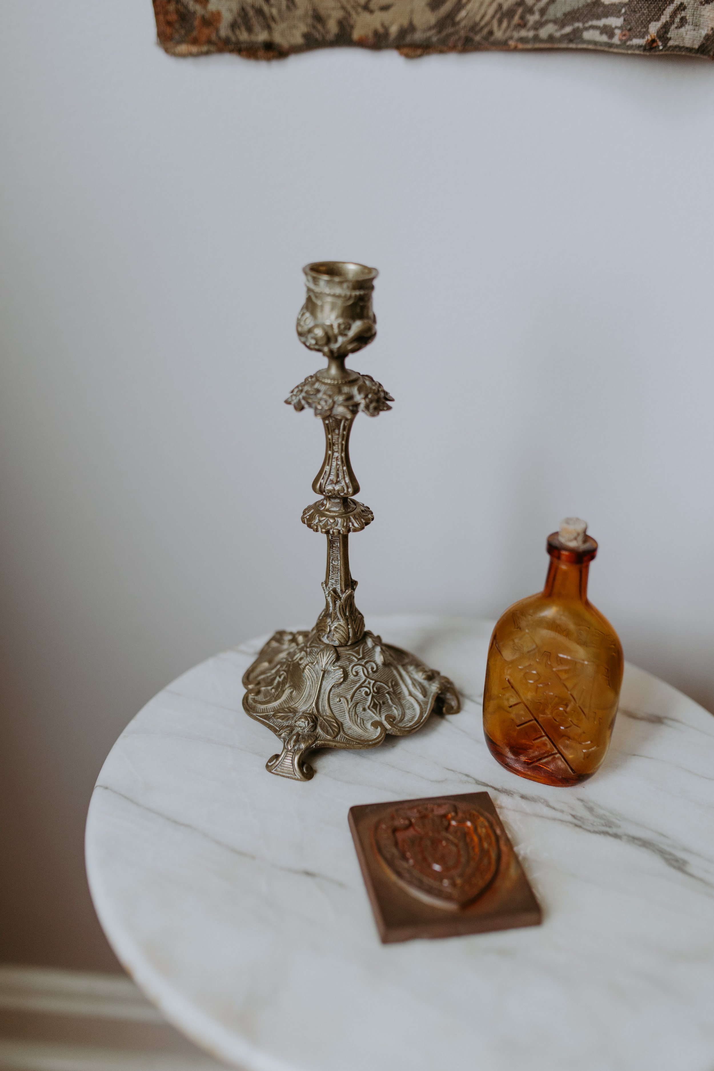 Antique Baroque Brass Taper Candle Holder