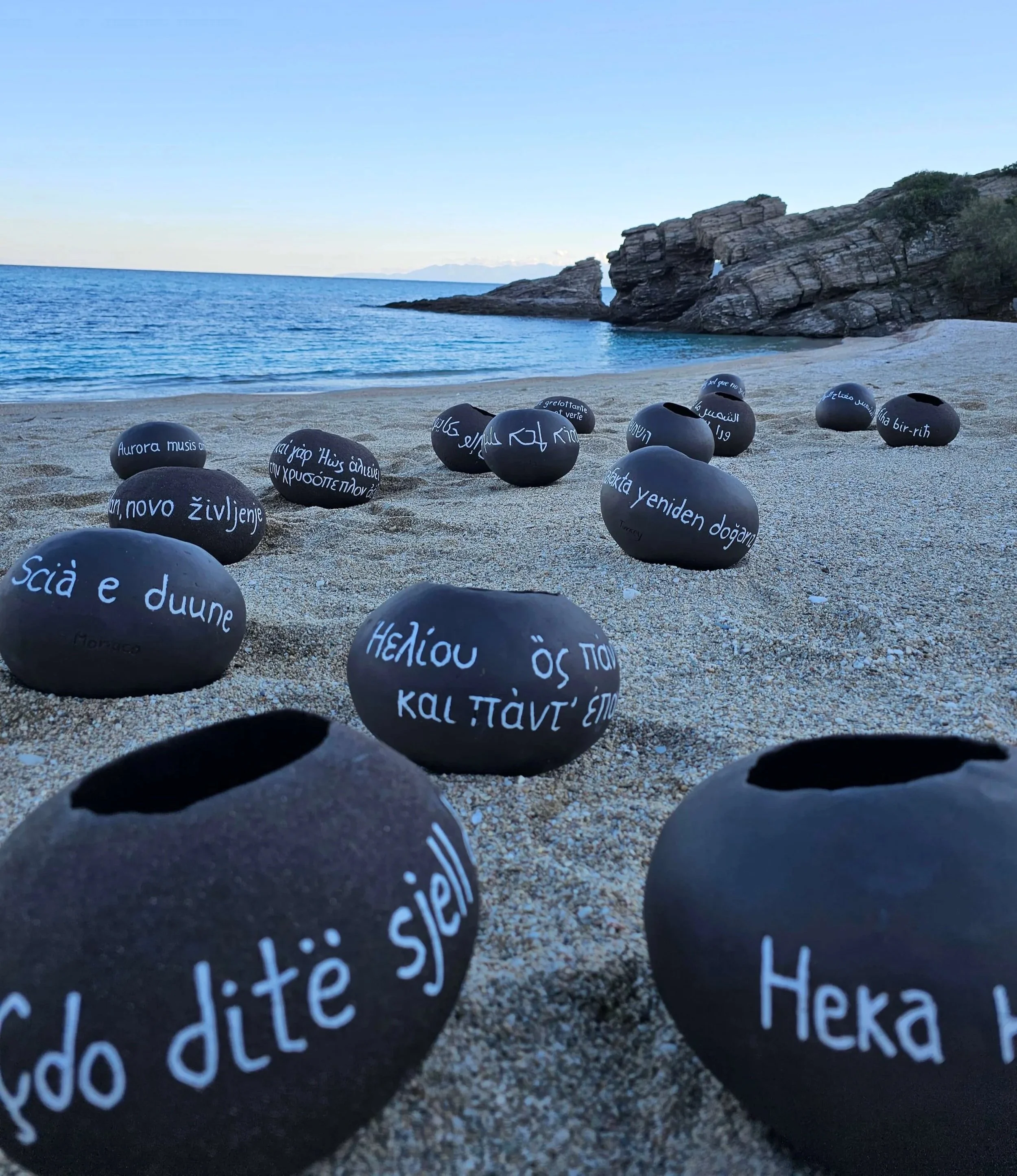 A contemporary ceramic installation composed of 23 vessels arranged according to the geography of the Mediterranean, exploring memory, language, cultural identity and shared origins.