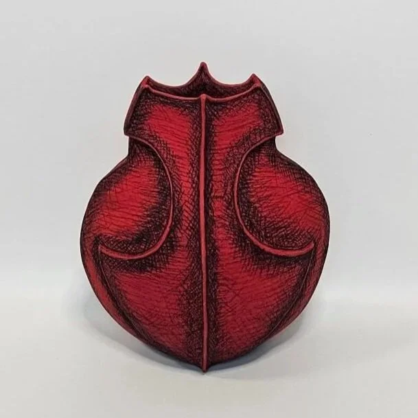 stoneware, hand-built, oxides, underglaze pencil, underglaze colour
