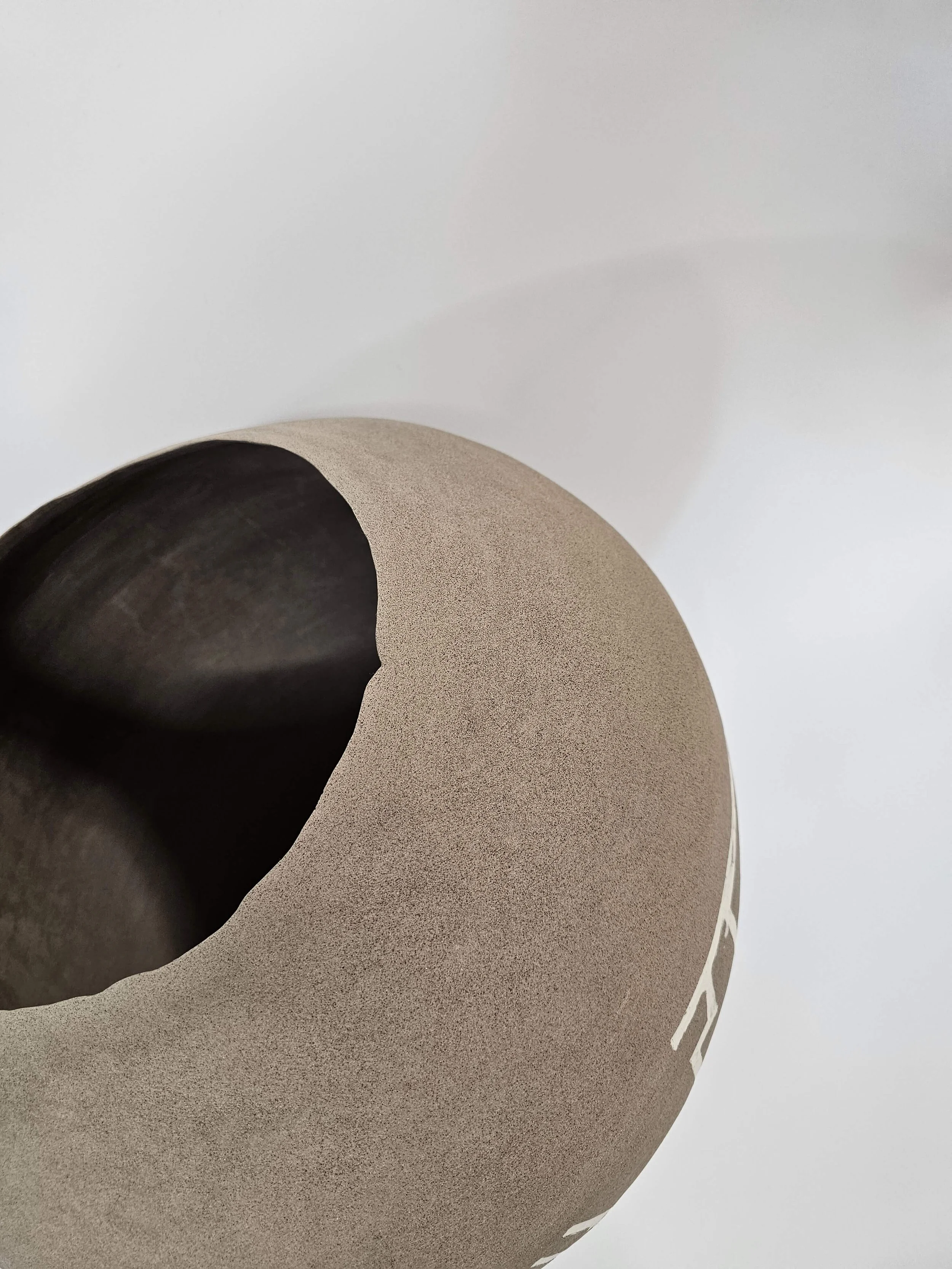 Hand-built stoneware vessel with porcelain inlay inspired by the pathways of Philopappou Hill