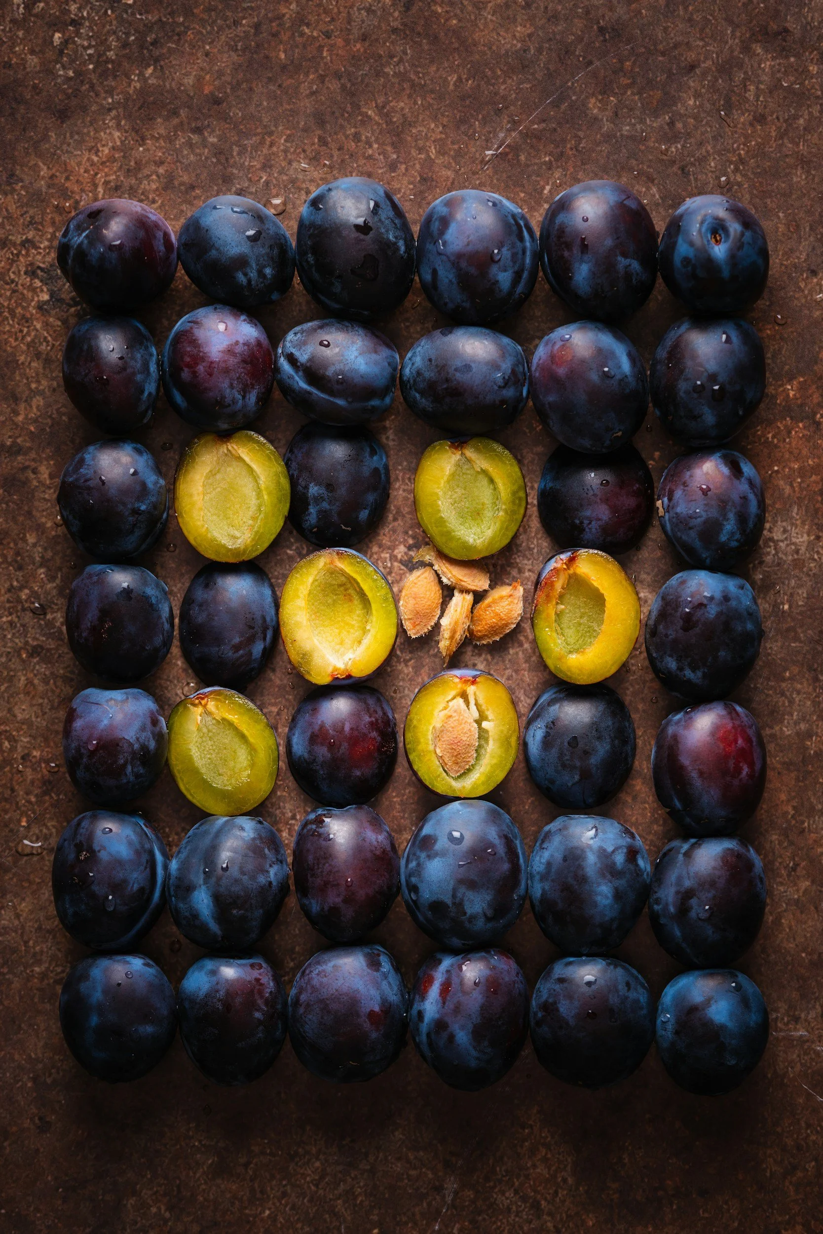 Pruning plums and stone fruit.
