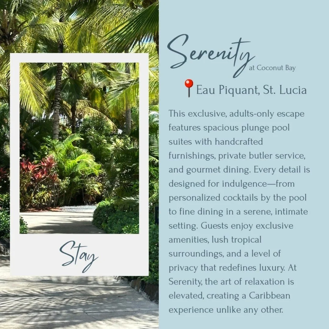 Throwing it back to our 10th anniversary in St. Lucia! Navy-blue waters, lush mountains, and the most relaxing getaway at Serenity at Coconut Bay. Gourmet meals, private plunge pool, and pure relaxation made it a dream trip we’ll never forget.