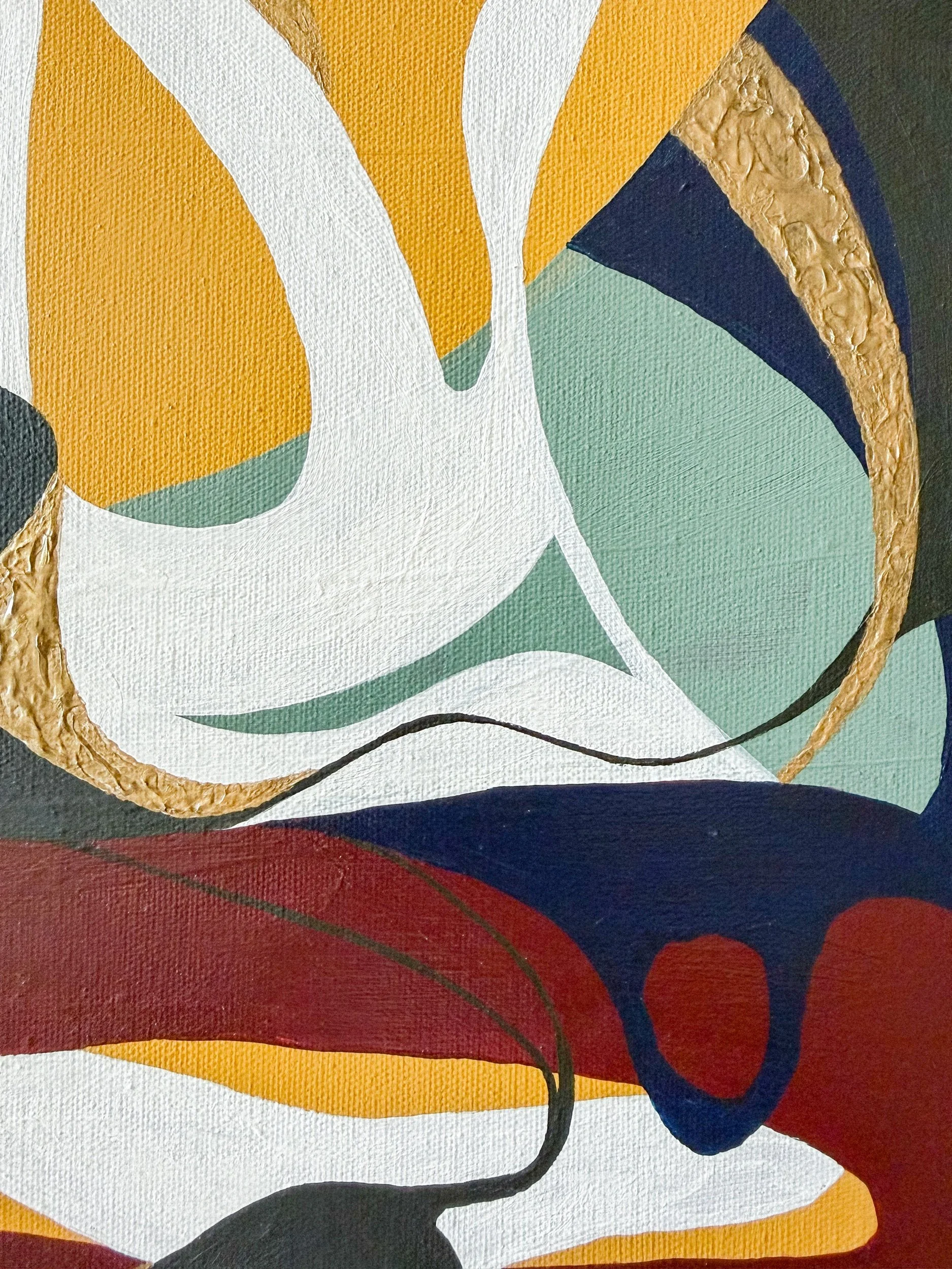 Close-up of layered acrylic paint, expressive brushwork, and textured details in Another Moment in Grief & Guilt 8 by Nailah Ali.