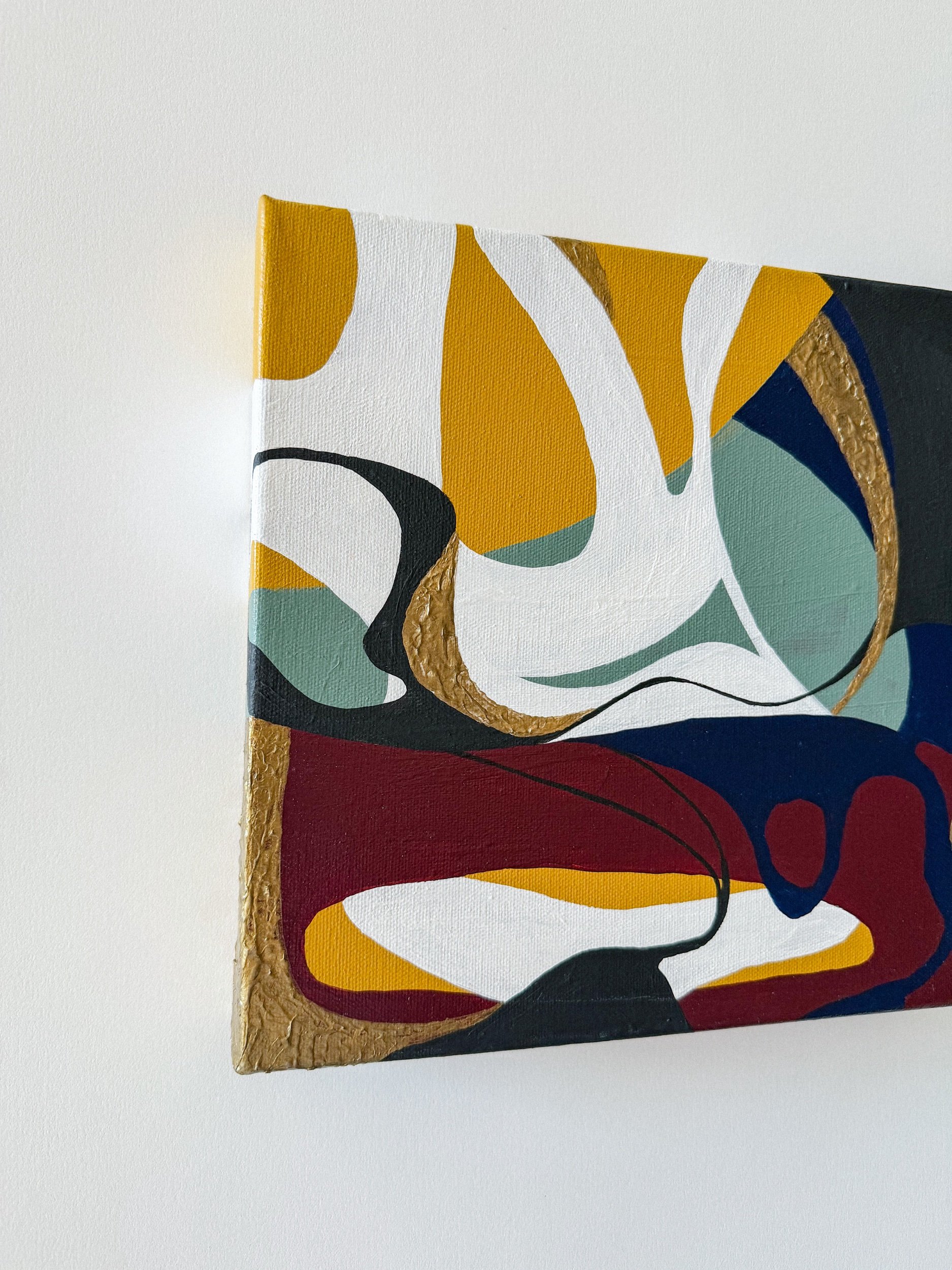 Side profile of gallery wrapped original abstract painting Another Moment in Grief & Guilt 8 by Minnesota abstract expressionist Nailah Ali.