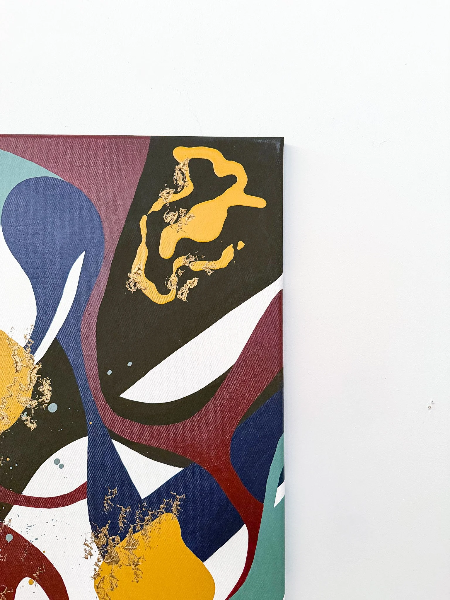 Side profile of gallery-wrapped original abstract acrylic painting Another Moment in Grief & Guilt 3.