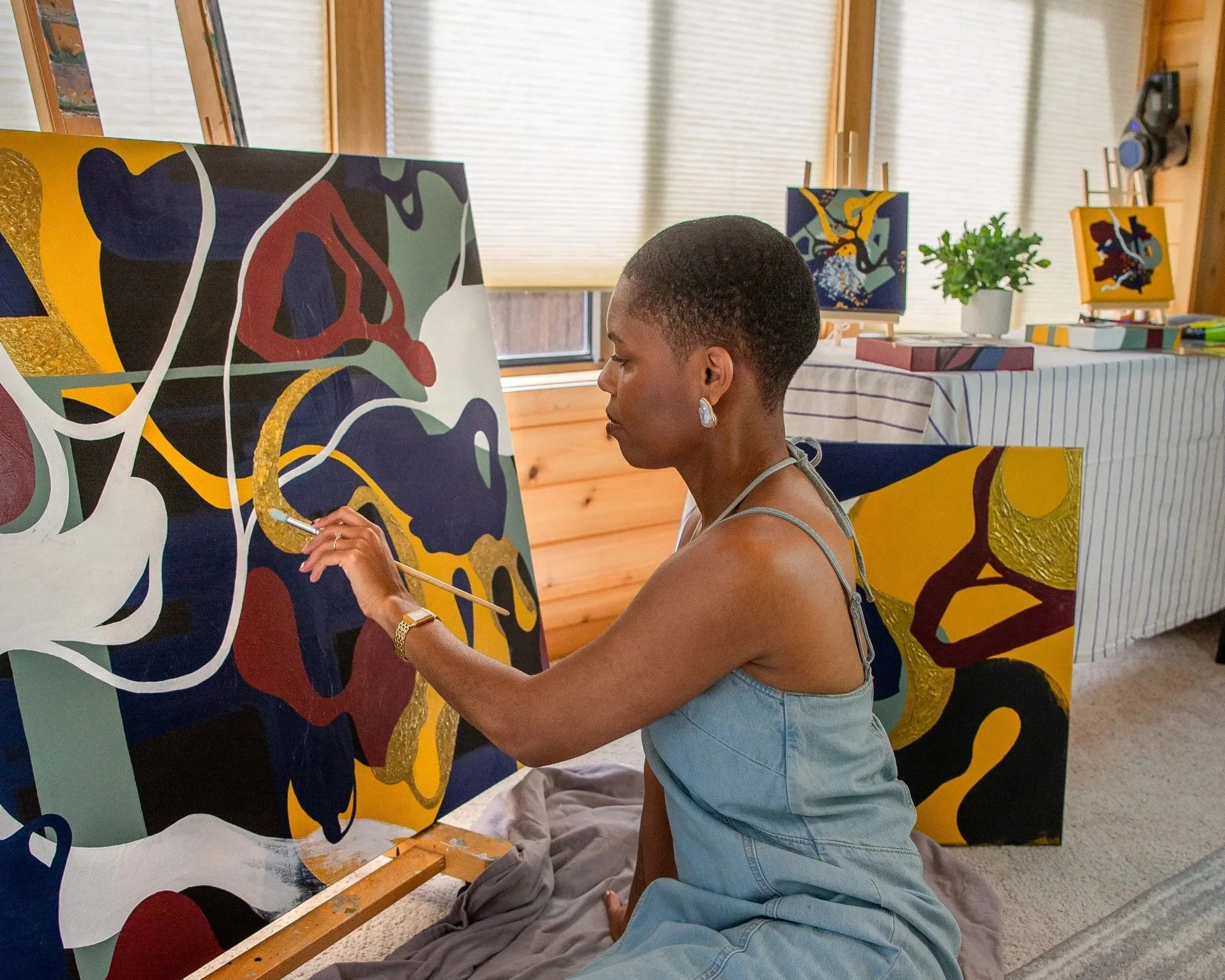 Artist signature on original abstract acrylic painting Moments in Grief 1 by Nailah Ali.