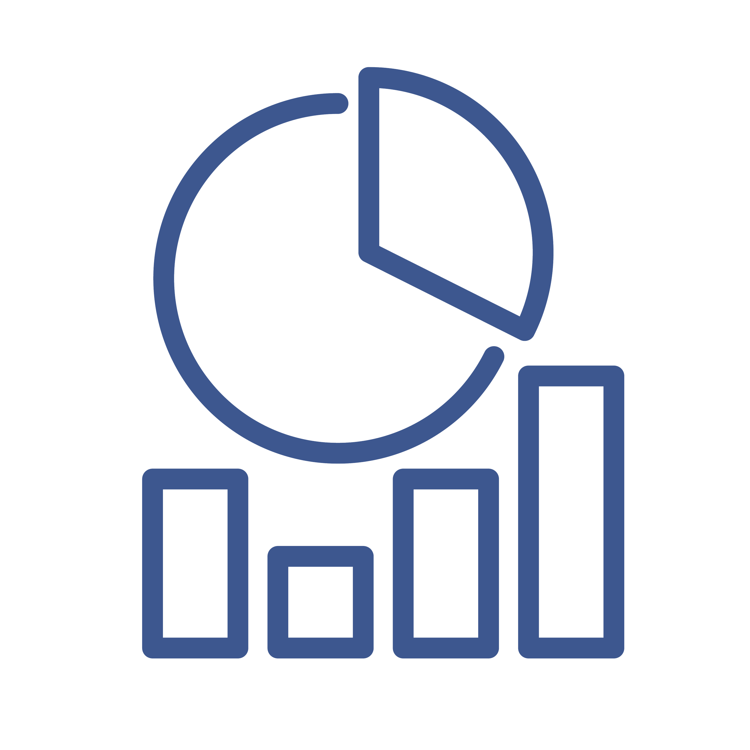 Research Icon, pie chart and bar graph