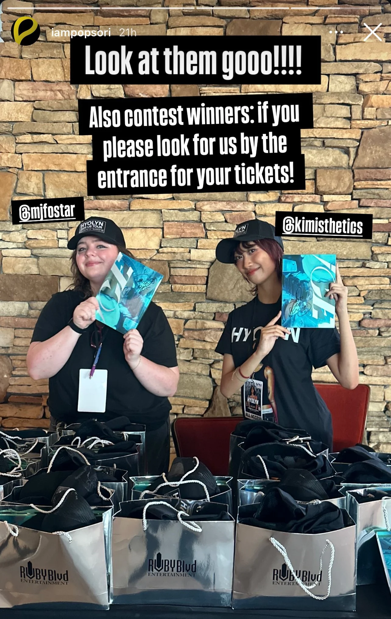 Jade and I working the VIP ticketing table at The Venue, day of the show. Posted to PopSori Official Instagram.