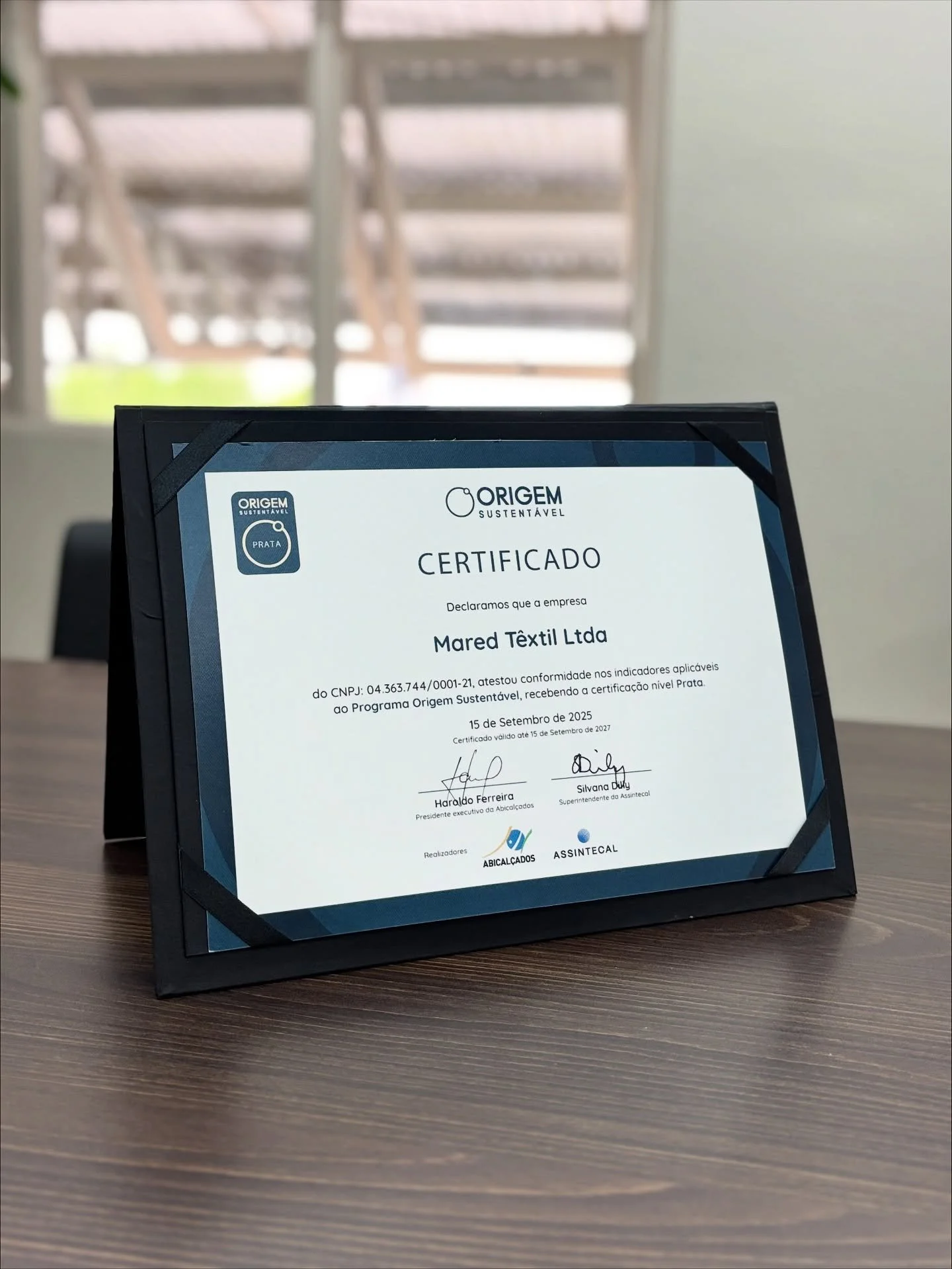 🌱 Evoluir faz parte da nossa trajet&oacute;ria.
A Mared T&ecirc;xtil recebeu a certifica&ccedil;&atilde;o Prata do Programa Origem Sustent&aacute;vel, reconhecimento que refor&ccedil;a nosso compromisso com pr&aacute;ticas respons&aacute;veis em tod