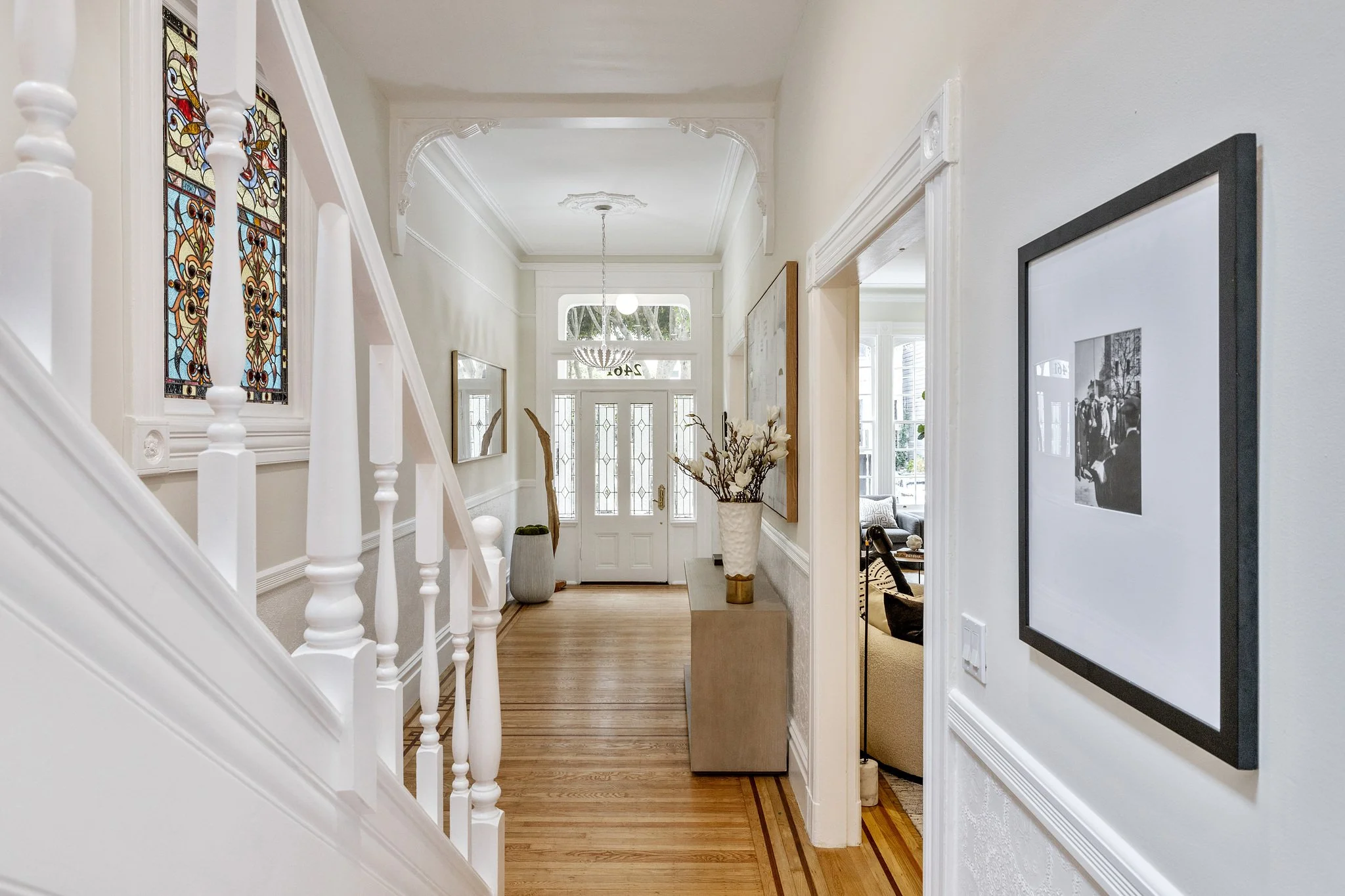 An Interior of a San Francisco Victorian house, restored yet contemporary.
