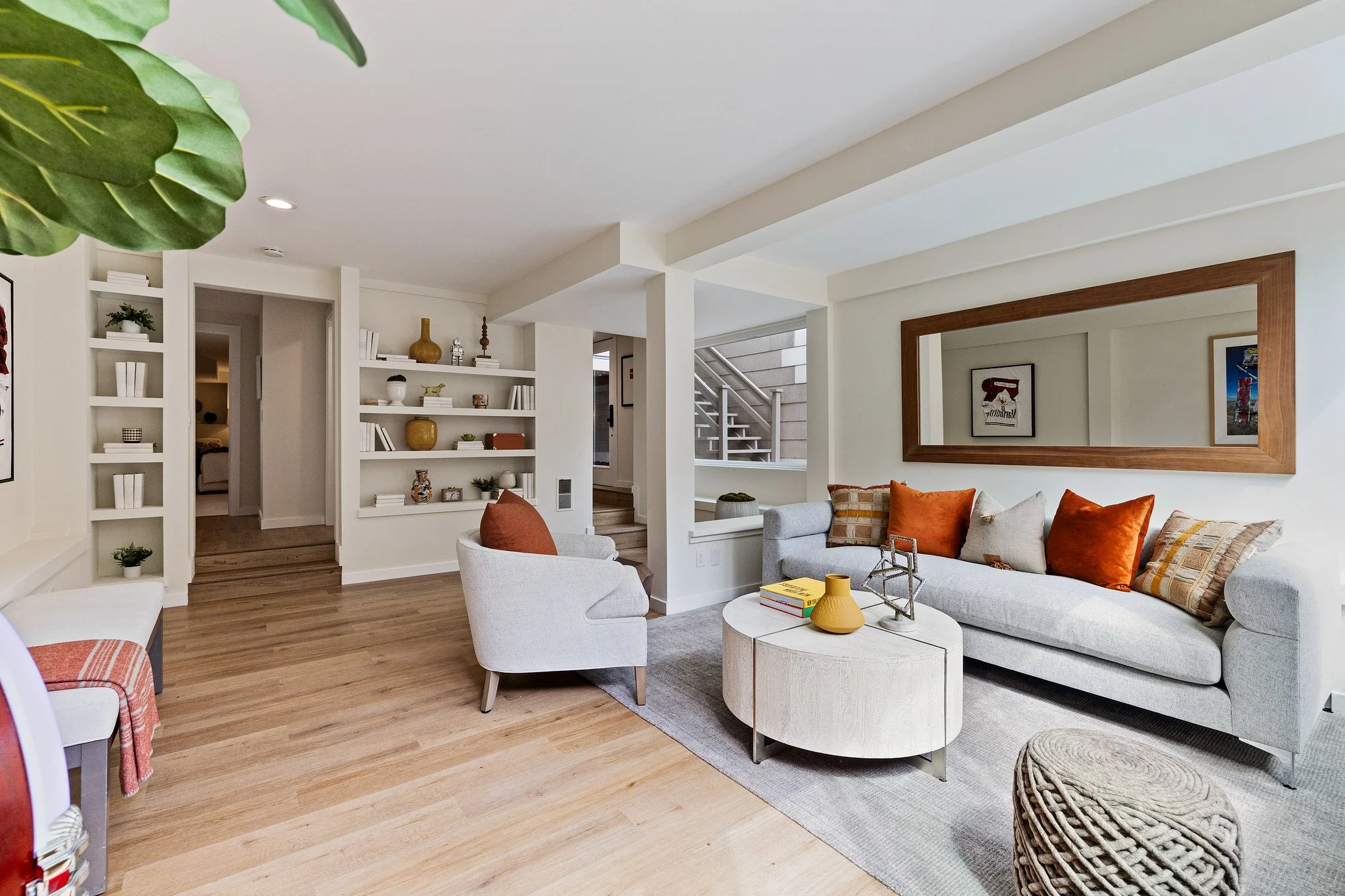 An interior view of a warmly decorated house, San Francisco.