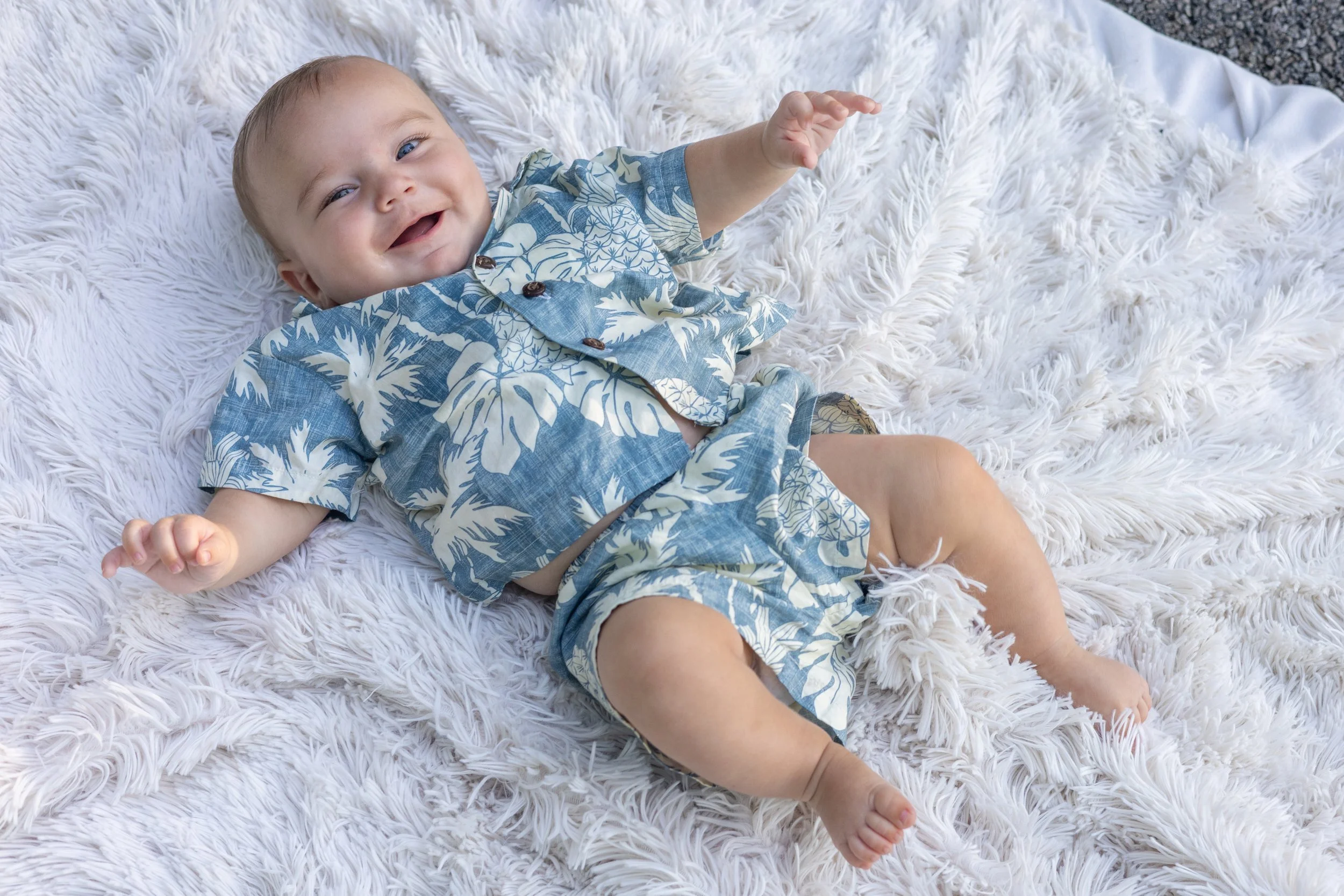 Baby on a blanket in a park in Huntington, Indiana