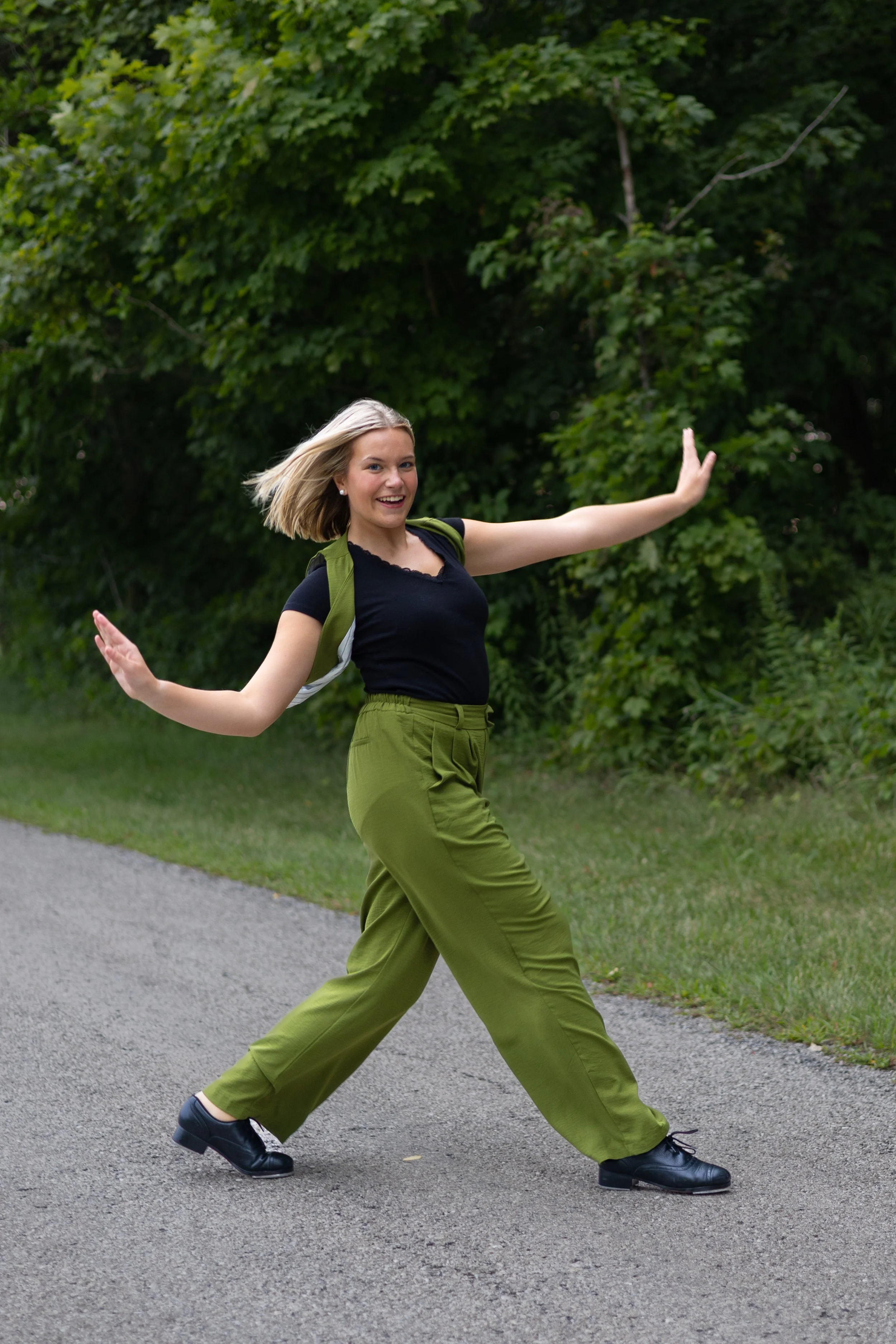 High School senior dancer in Huntington doing some candid natural poses