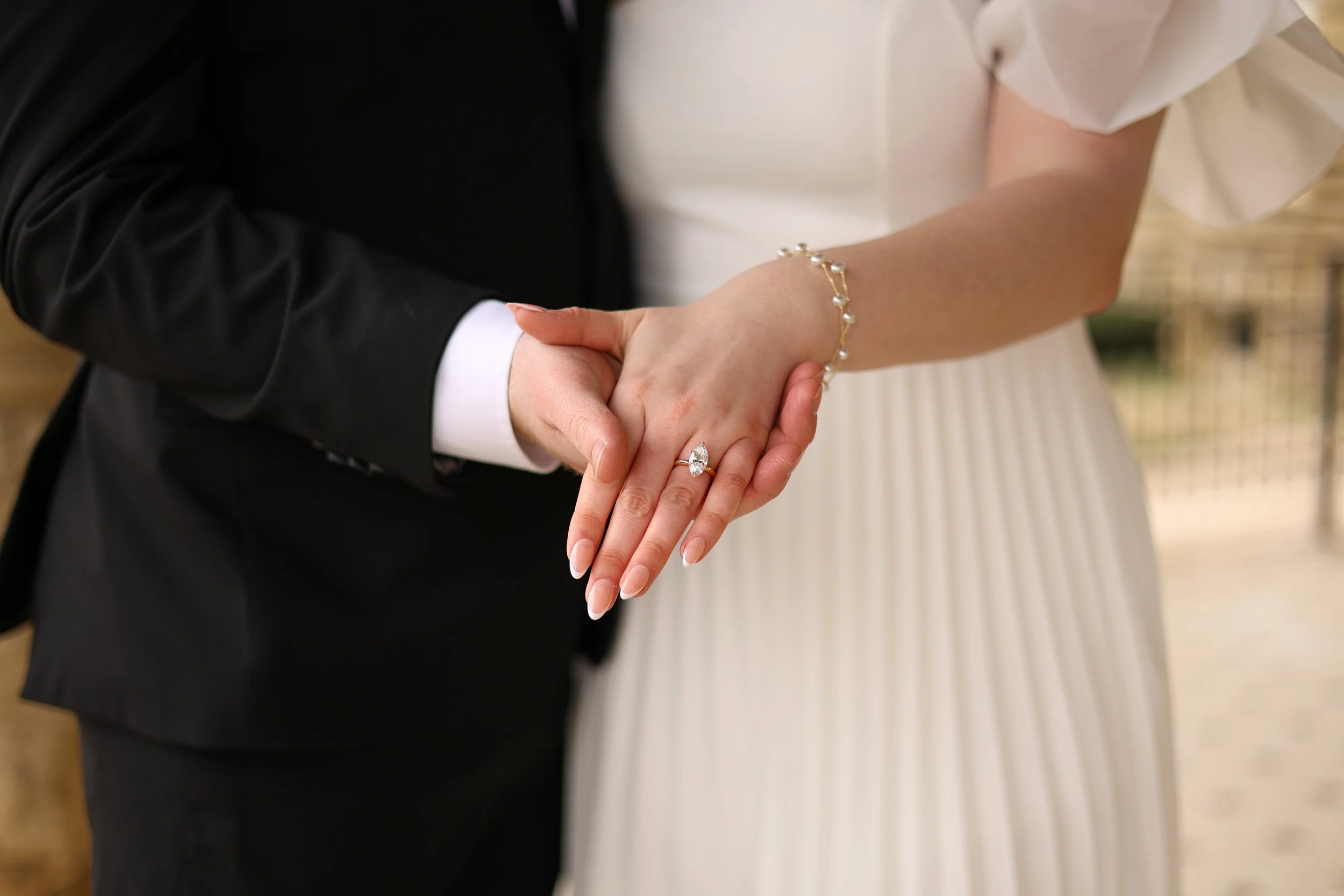 Newly engaged couple shows off the ring in a special moment at st francis in fort wayne
