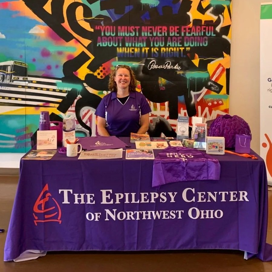 ECNWO Outreach Specialist Janet Cullen at community tabling event sharing epilepsy resources and education in Northwest Ohio