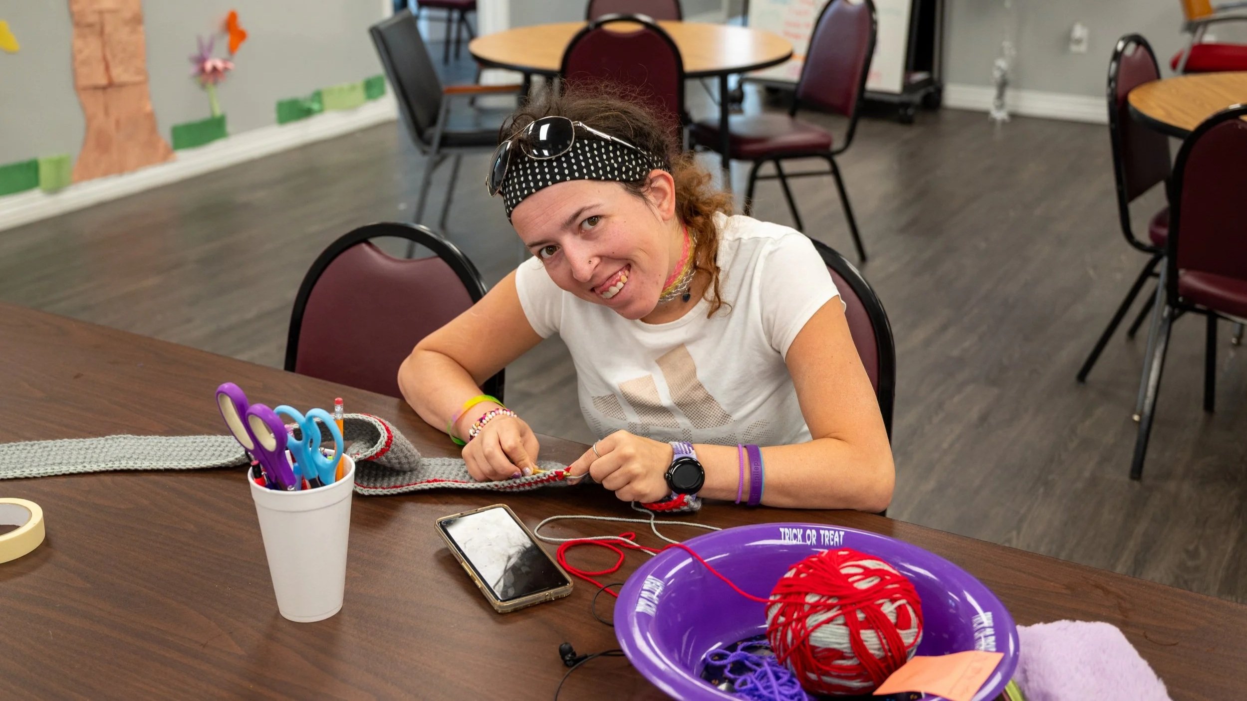ECNWO vocational services participant creating handmade crafts supporting skill development and independence in Northwest Ohio