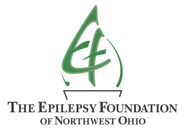 Logo for The Epilepsy Foundation of Northwest Ohio featuring stylized green and black text and design elements.