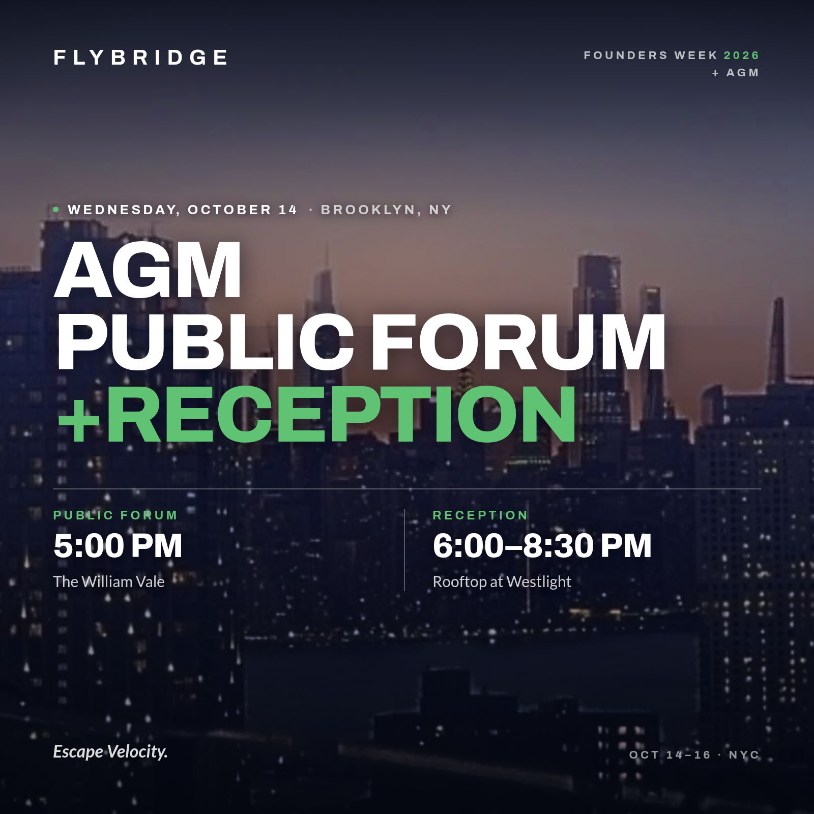 Flybridge AGM , Public Forum, & Reception