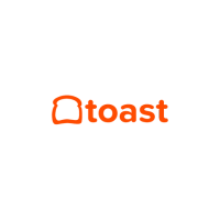 Logo of Toast, a restaurant management platform, with the word 'Toast' in orange text and a speech bubble icon.