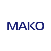 Mako logo in blue text on black background.