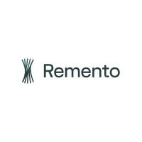 Remento logo with stylized blue and green icon and the word 'Remento'
