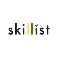 Logo of Skillist with a black background, featuring a stylized 'i' in yellow and green.