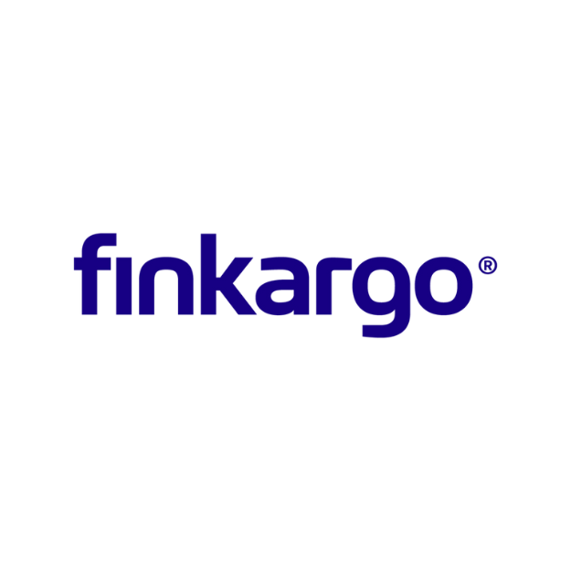 Finkargo logo with blue text on a black background.