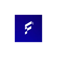 Blue background with a white stylized letter 'F' logo.