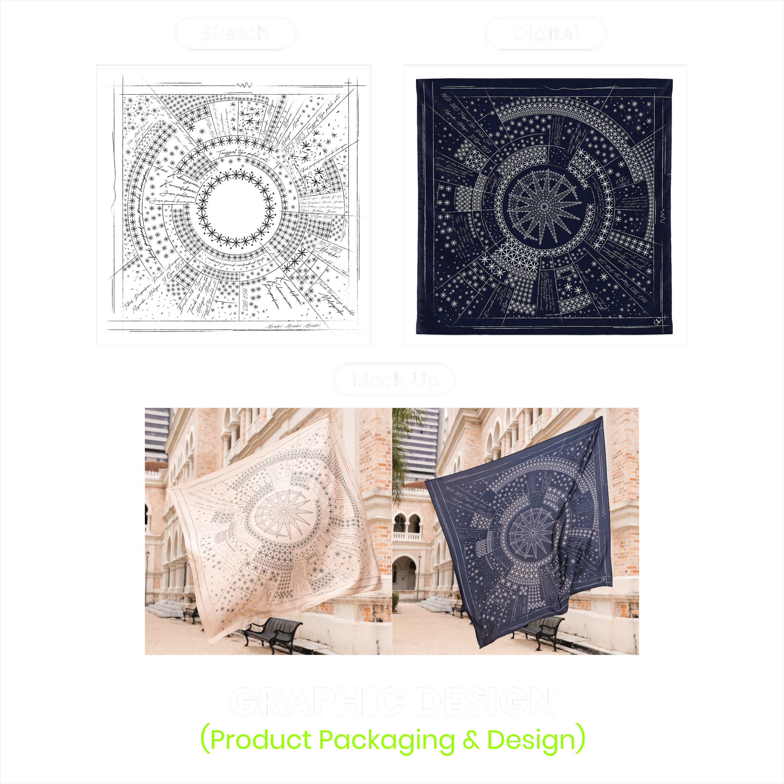 Daedalus Projects graphic design portfolio - sketch digital and mockup for product packaging and design for branding Malaysia client results