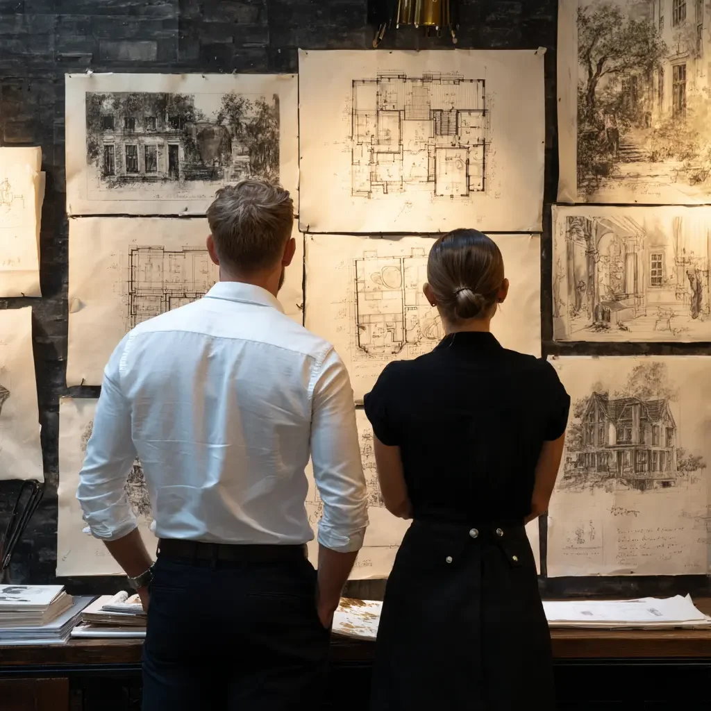 Détail d'un canapé de cuir cognac avec coussins à motifs graphiques dans un salon lumineux