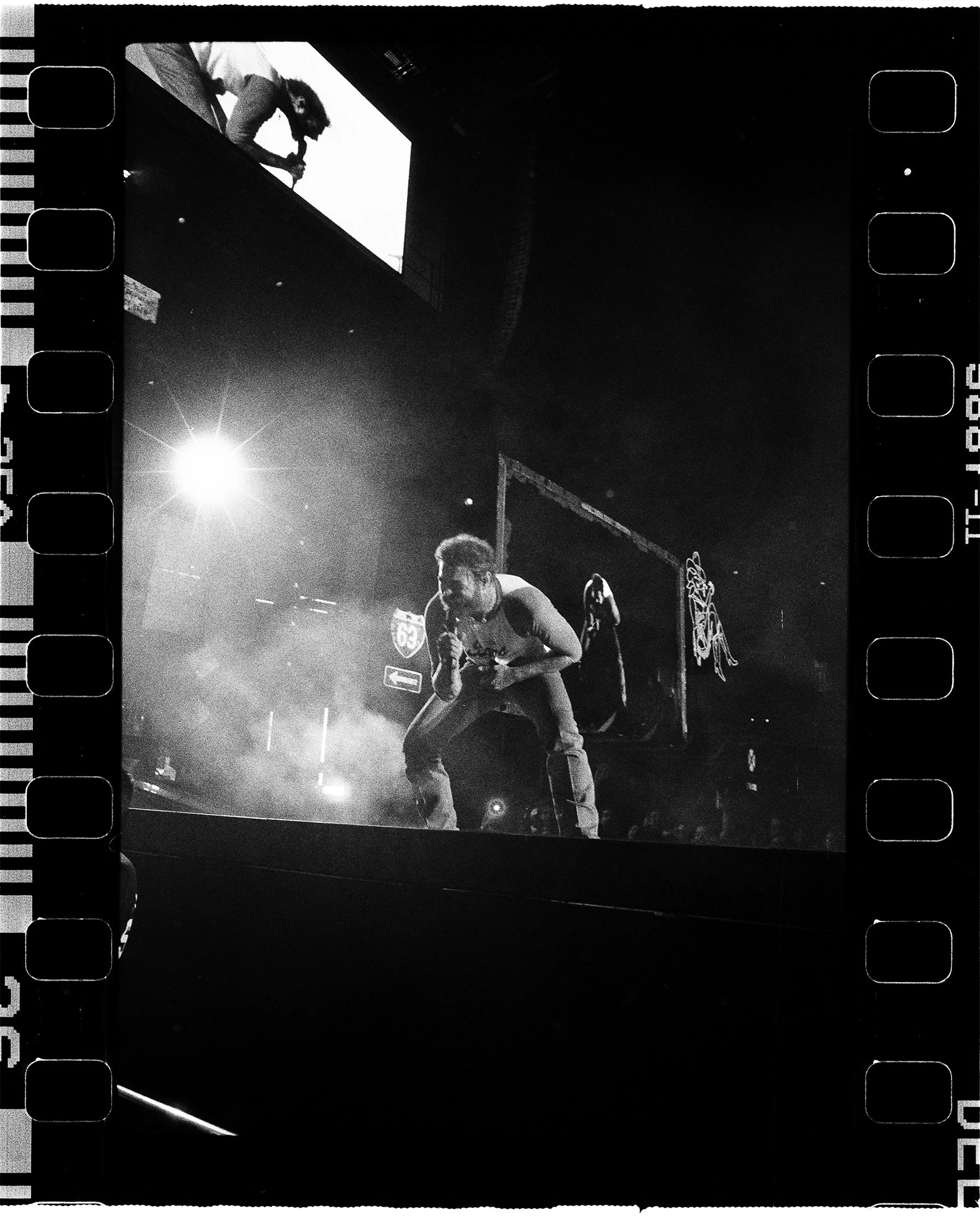 Fine art print of Post Malone during his F1 trillion Big Ass Stadium Tour 2025 on 35mm film leica m6