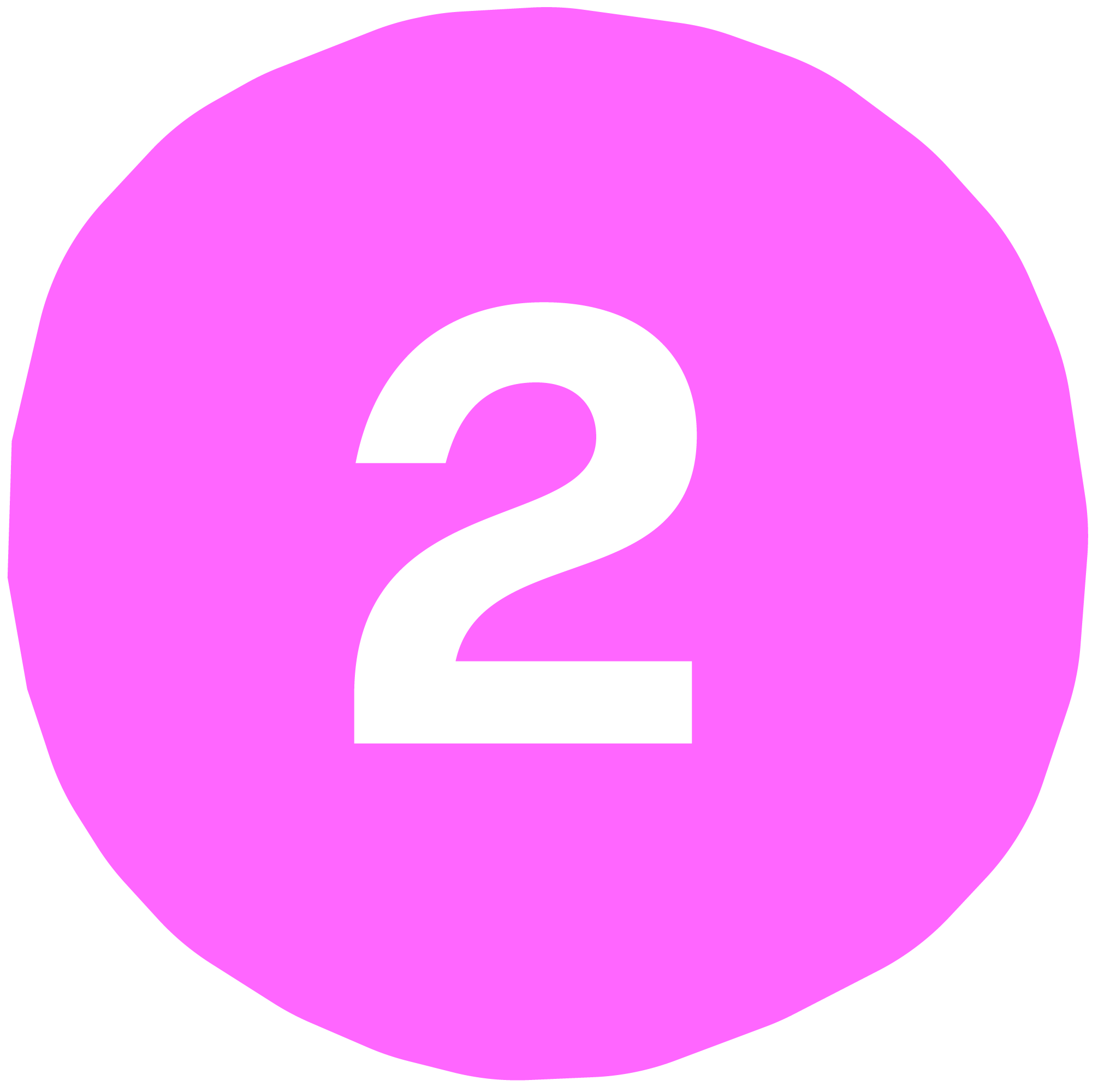 Pink circle with the white number 2 in the center.
